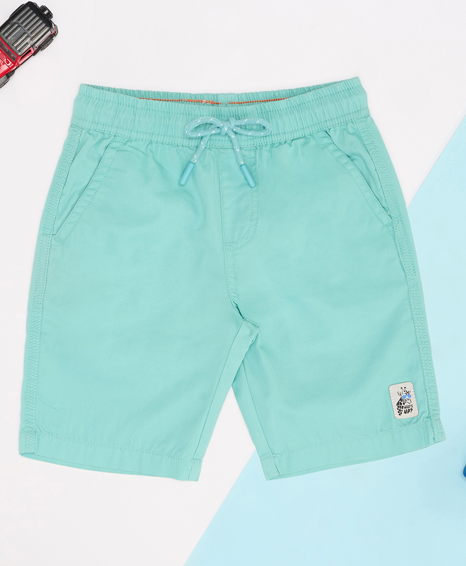 Pantaloons Junior Cotton Woven Solid Shorts - Turquoise-picture-42