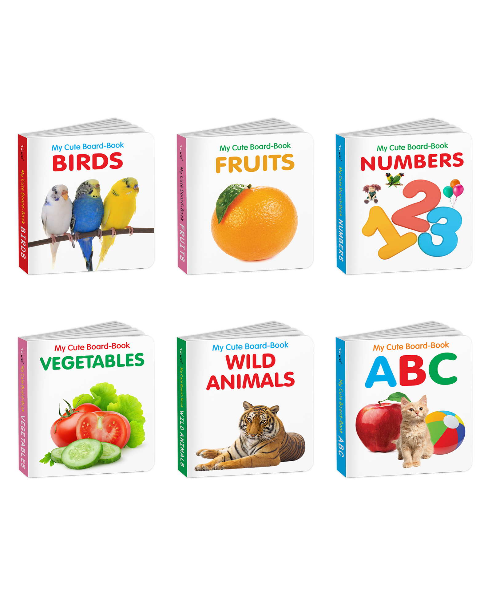 My First Cute Board Book All In One Learning Book For Children : ABC, Numbers, Fruits, Vegetables, Wild Animals, Birds - Picture books for toddlers, Baby board books | Pack of 6 books-image-7