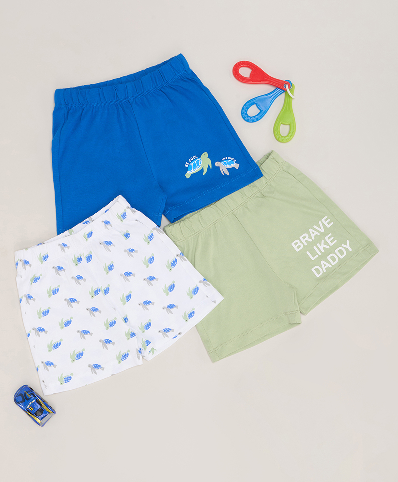 Pantaloons Baby Cotton Knit Pack of 3 Tortoise Printed Shorts - Multi Colour-picture-32