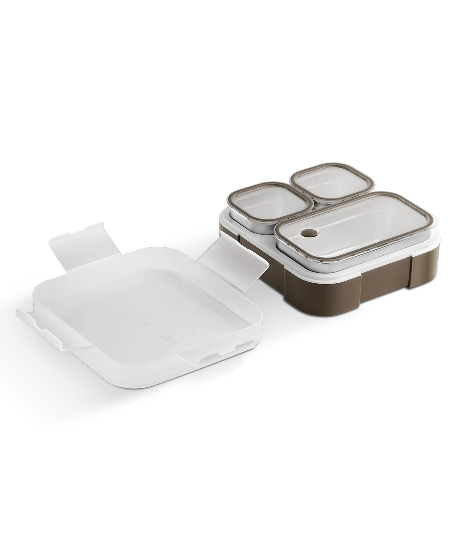 VAYA TYDBYT Lunchbox, Stainless Steel Bento Lunch Box with 3 Leakproof Compartments Ideal for Kids, Office, and School Use, Color - Brown-picture-16