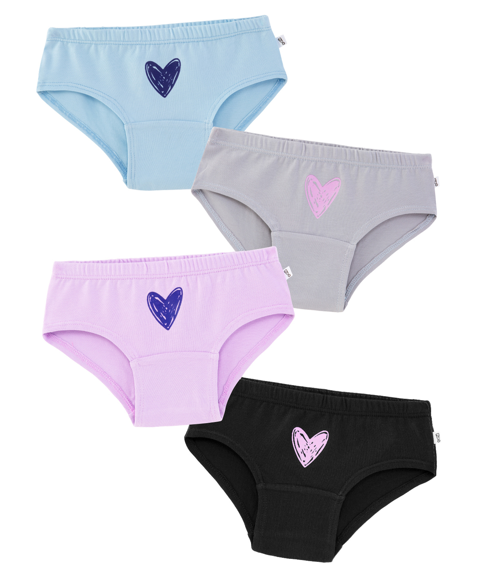 Plan B Cotton Blend Woven Pack Of 4 Hearts Printed Hipster Panties - Black Purple Grey Blue-picture-12