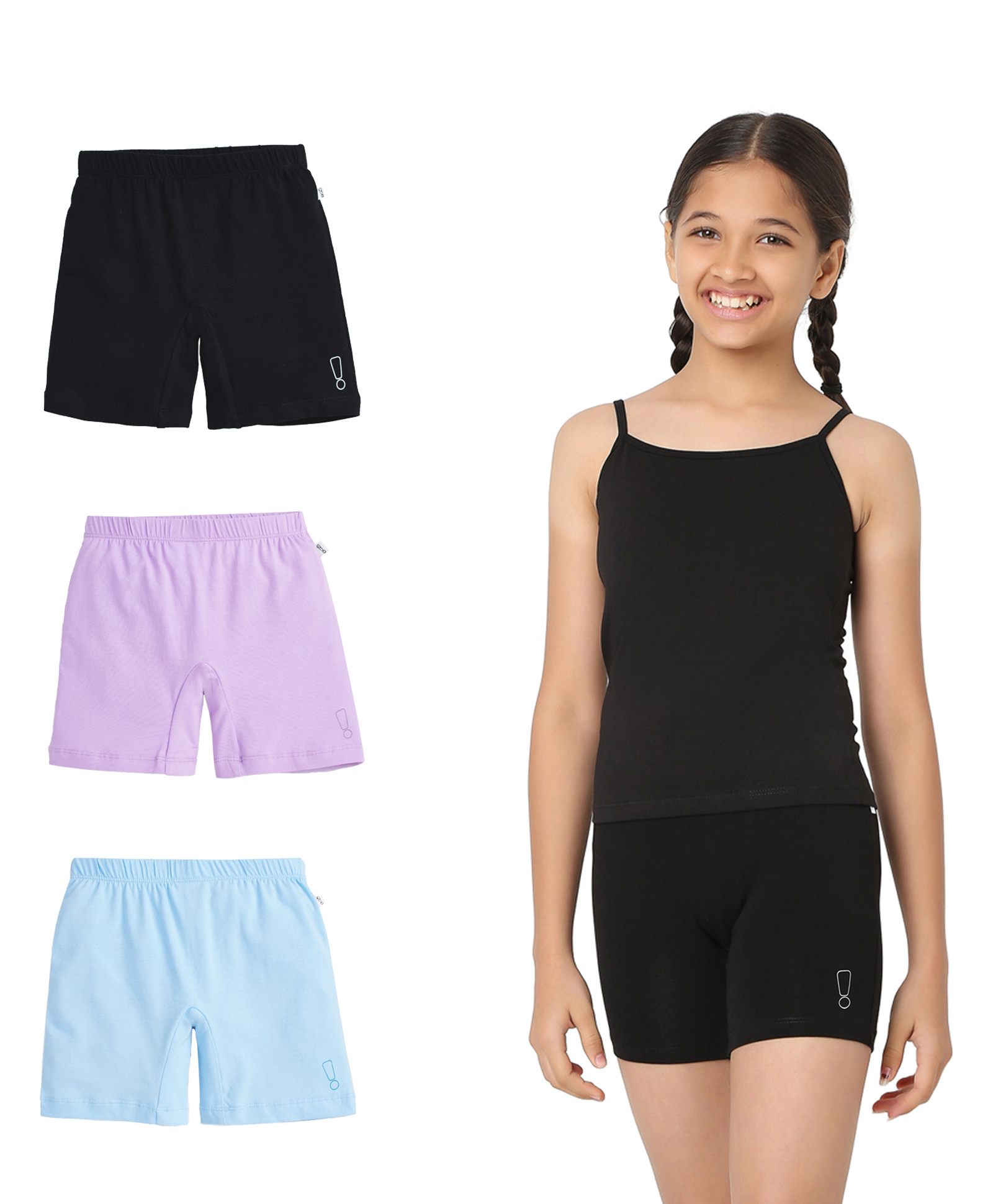 Plan B Cotton Blend Knit Pack Of 3 Brand Solid Shorts - Lavender Blue & Black-picture-15