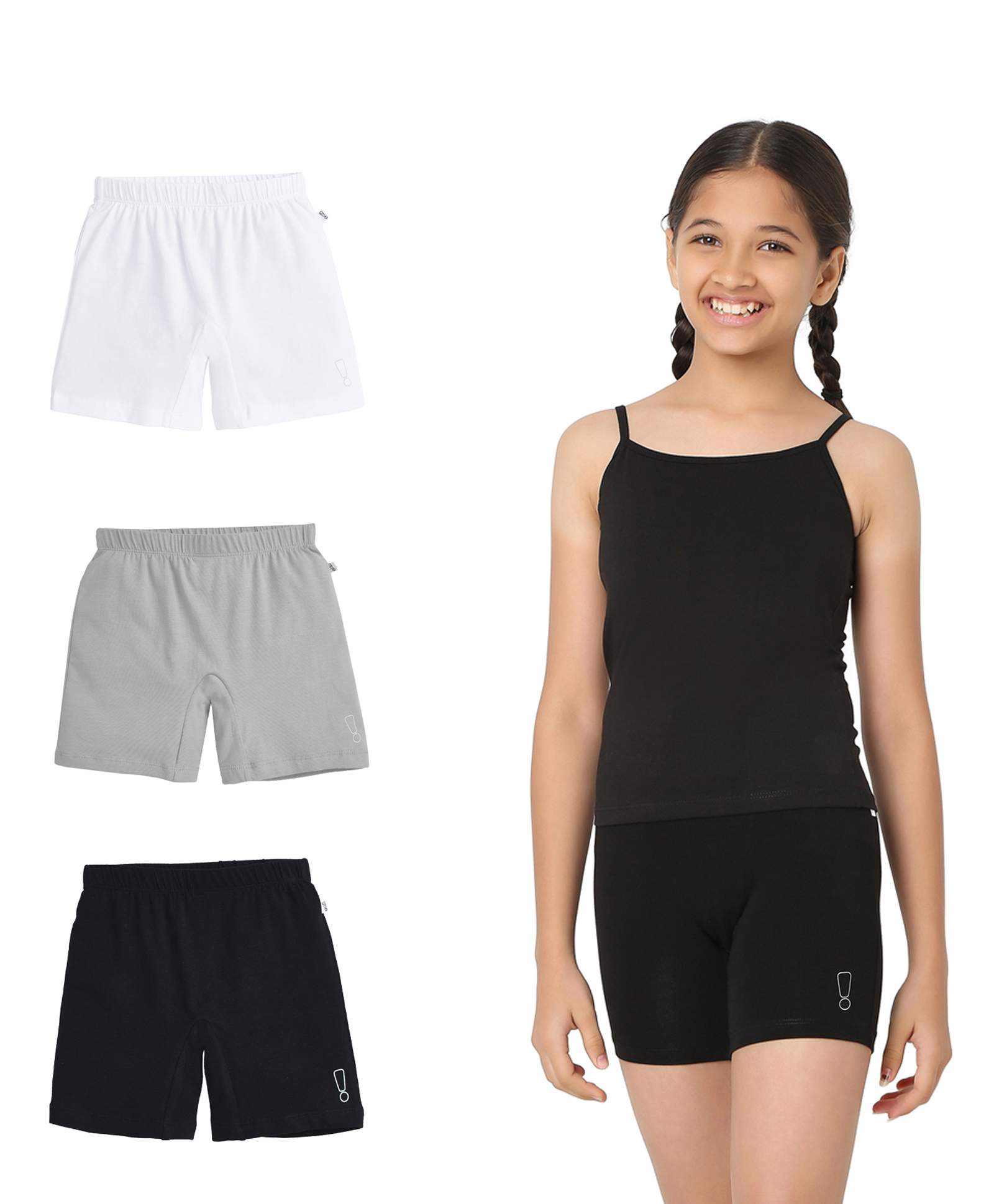 Plan B Cotton Blend Woven Pack Of 3 Solid Shorts - White Black & Grey-picture-11