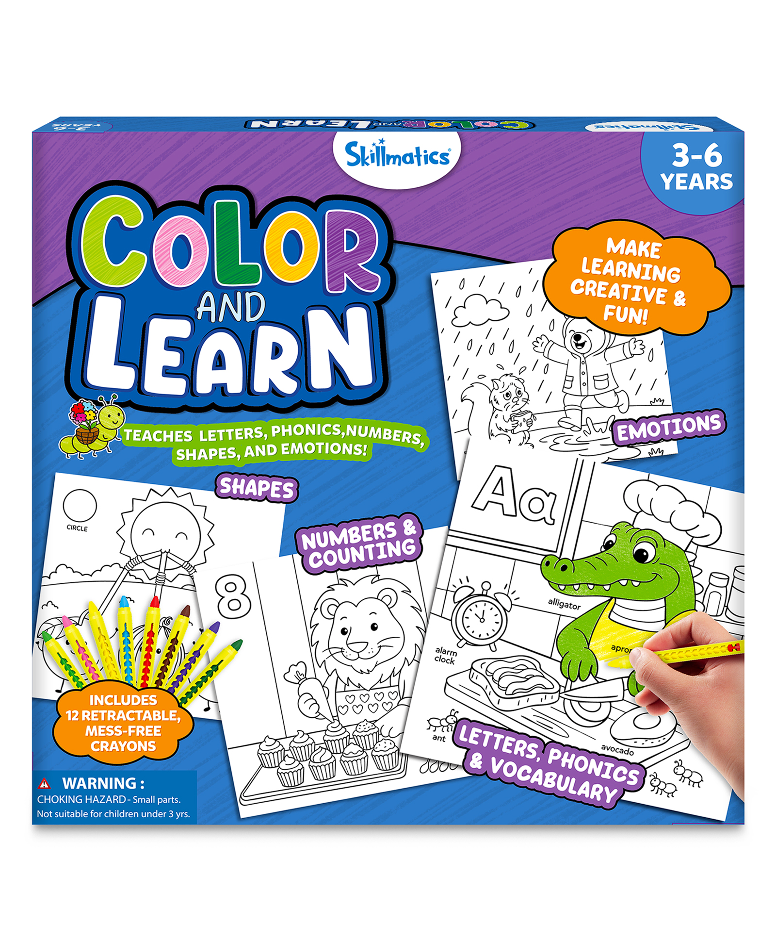 skillmatics Coloring Book with 12 Mess-Free Crayons Learn Letters, Numbers, Phonics & Shapes for Kids Ages 36-picture-10