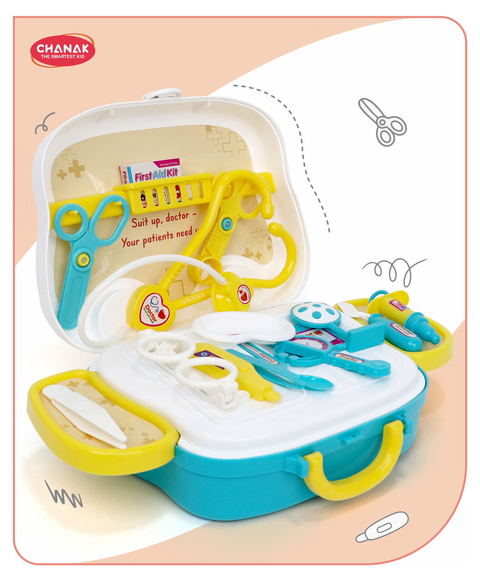 Aditi Toys 15 Piece Little Doctor Premium Playset for Kids, Doctor Set with Various Instruments, Pretend Play Doctor Set with Foldable Suitcase for Boys & Girls (Blue & White)-picture-23