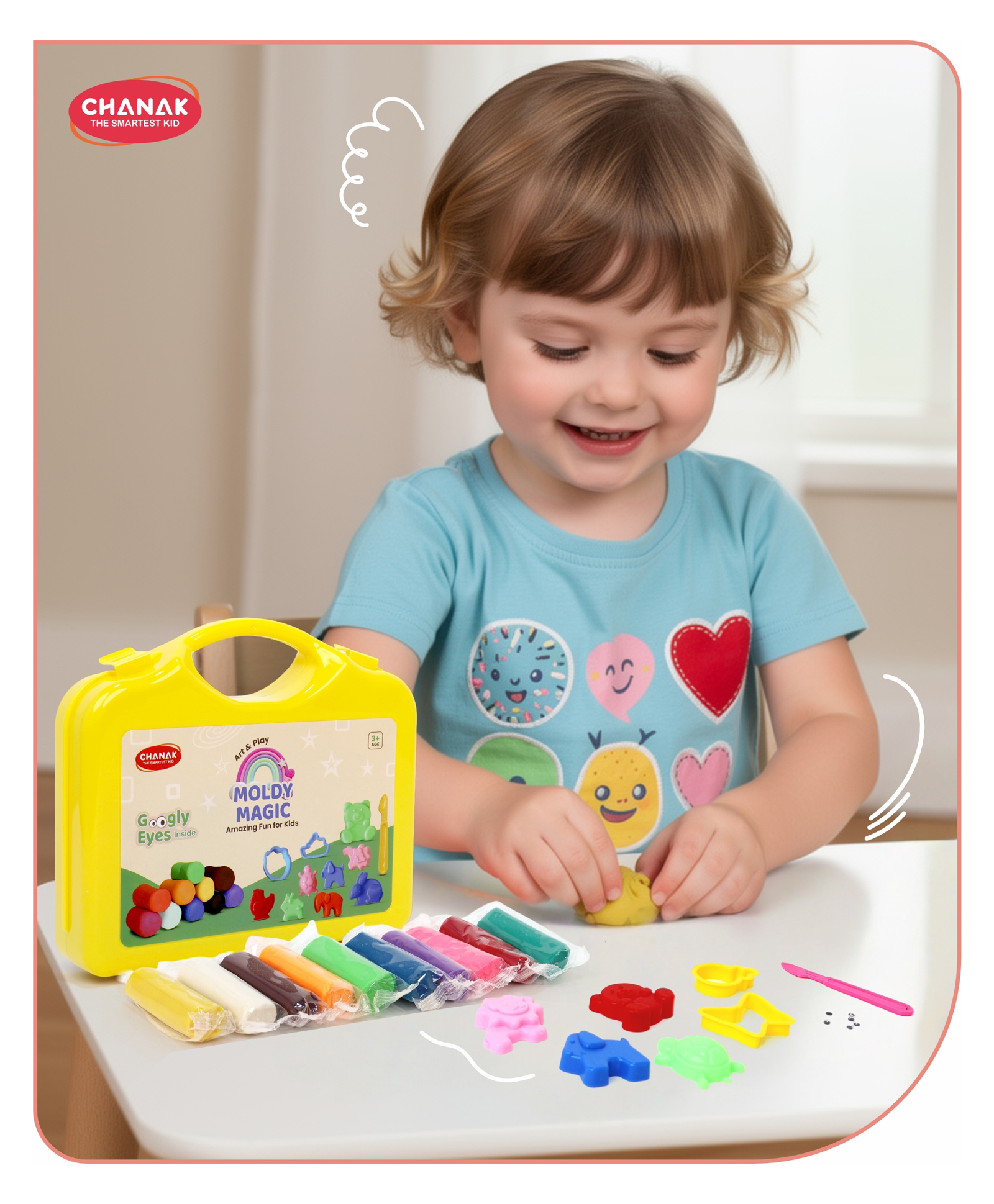 Aditi Toys Moldy Magic Play Dough with Foldable Suitcase, Multicolor Dough with 10 Colorful Dough & Sculpting Figures, Includes Googly Eyes, Non-Toxic Clay Dough, Above 3 Years (Yellow Suitcase)-picture-21