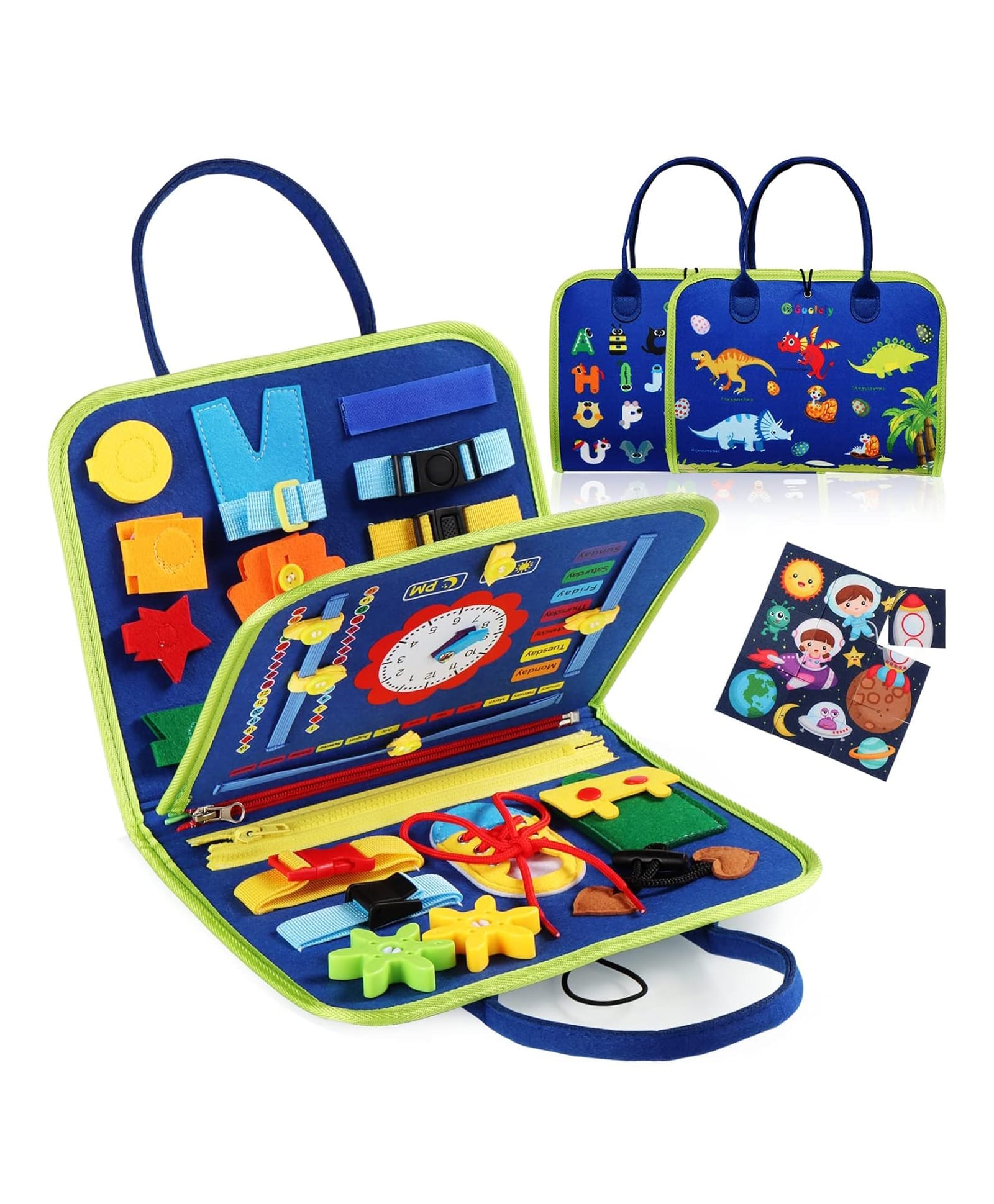 New Pinch Montessori Busy Board Toy to Develop Basic Skills, Educational Sensory Busy Book for Toddlers Travel Toys for Airplane Car Aged 3+ Kids, Activity Parents Kids Travelling Toys, blue-image-16