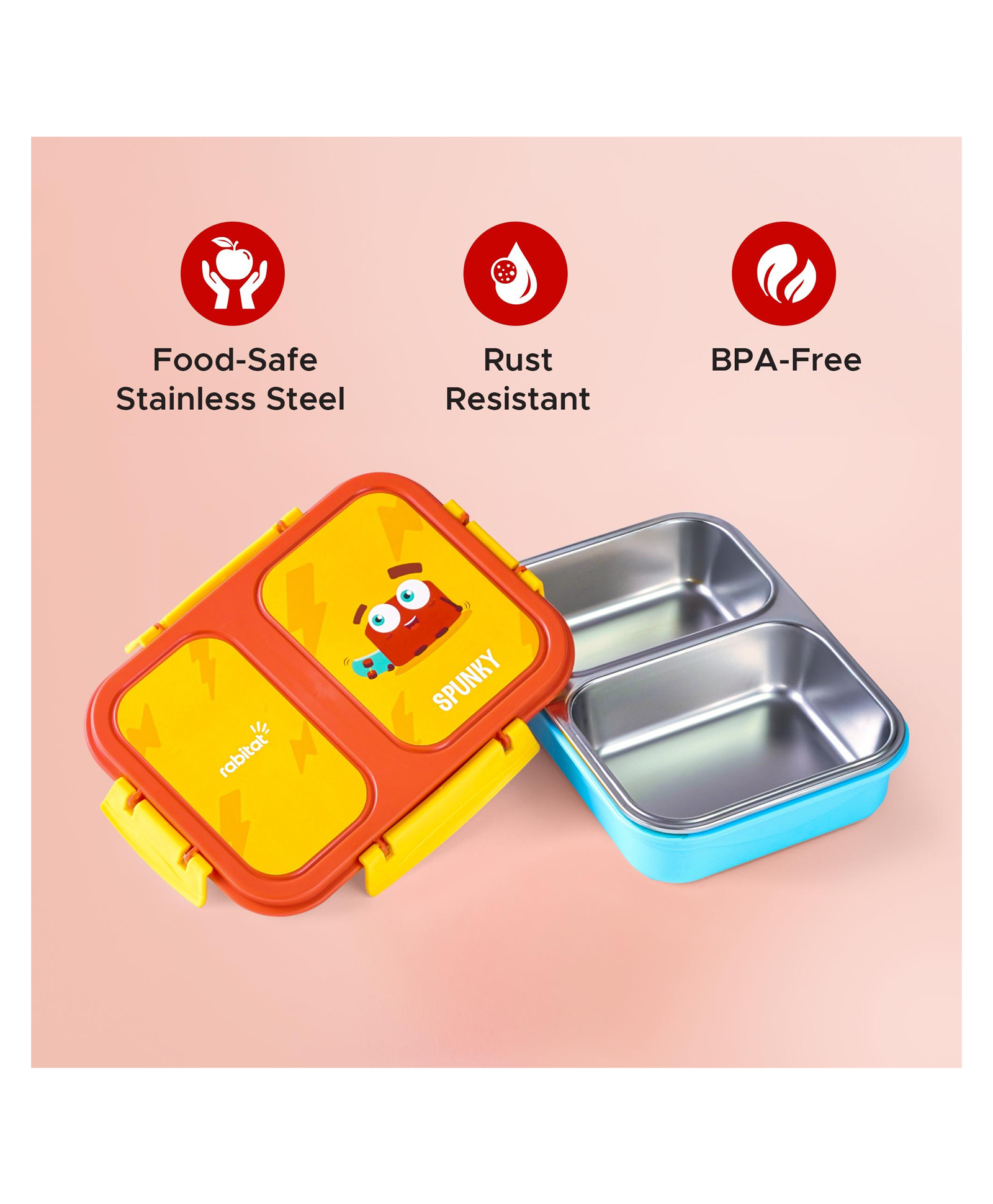 Rabitat Yumzee Smash Stainless Steel Lunchbox - Red