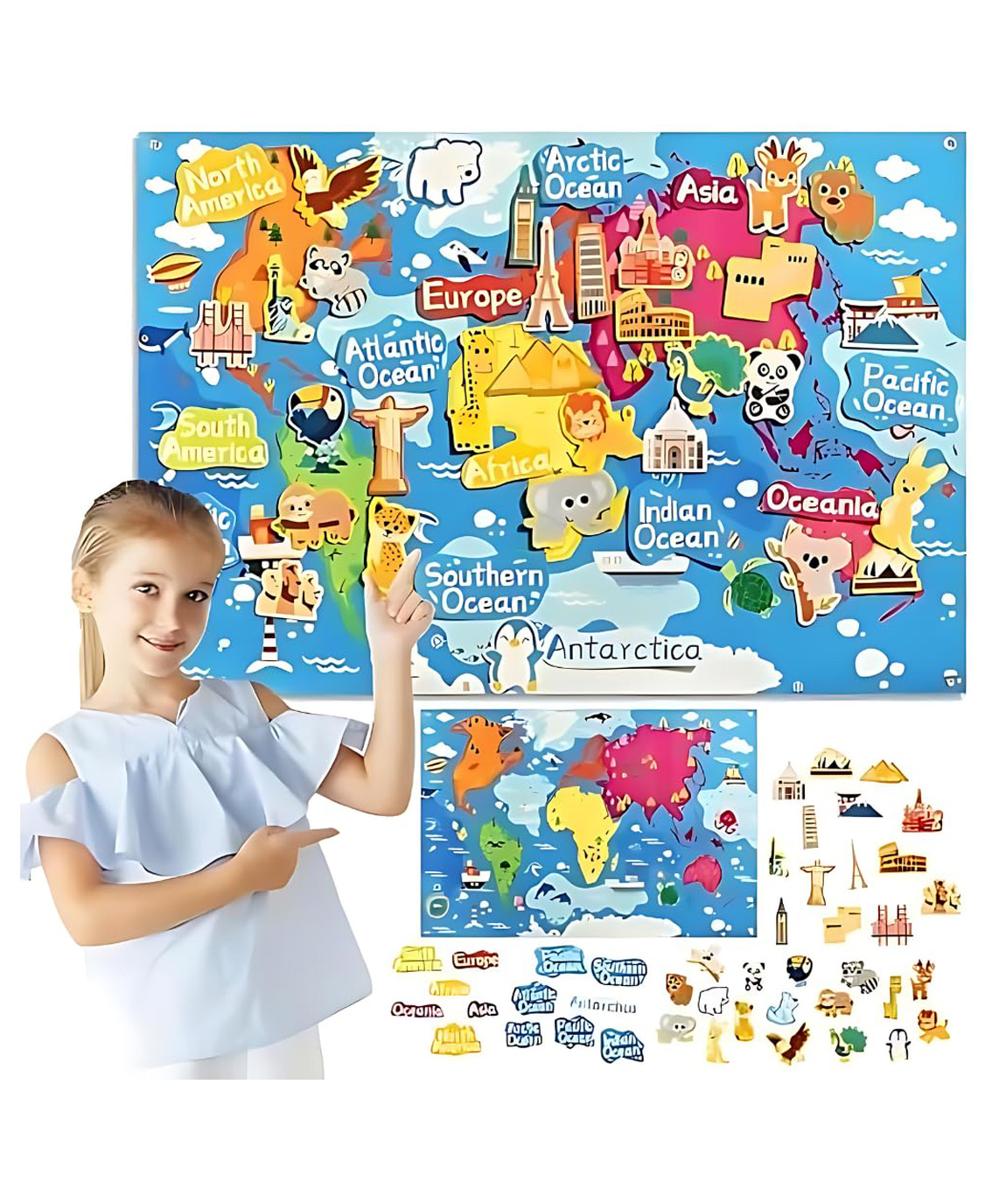 TurtleBee World Map- Little Explorer- Montessori Toy-image-45