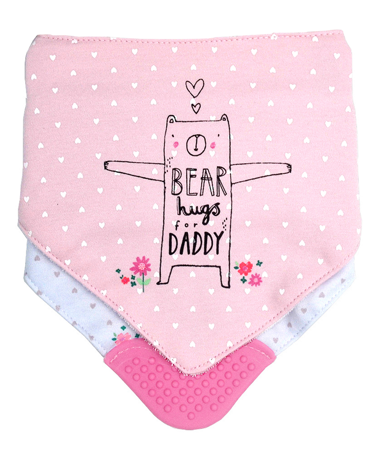 Little Surprise Box Premium Bib with Silicone Teether Flap & adjustable snap button Closure Twinkal Star Print Pack Of 2 - Pink - White-image-14