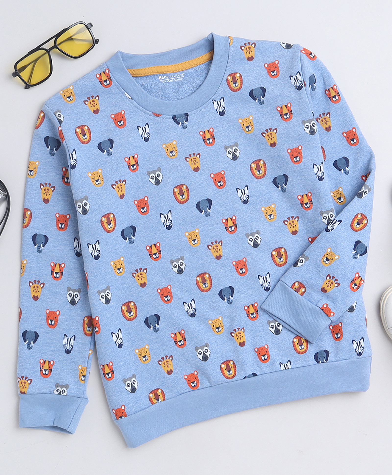 BABY NATION Knitted Knit Full Sleeves Animals Printed Light Winter Sweatshirt - Blue-picture-43