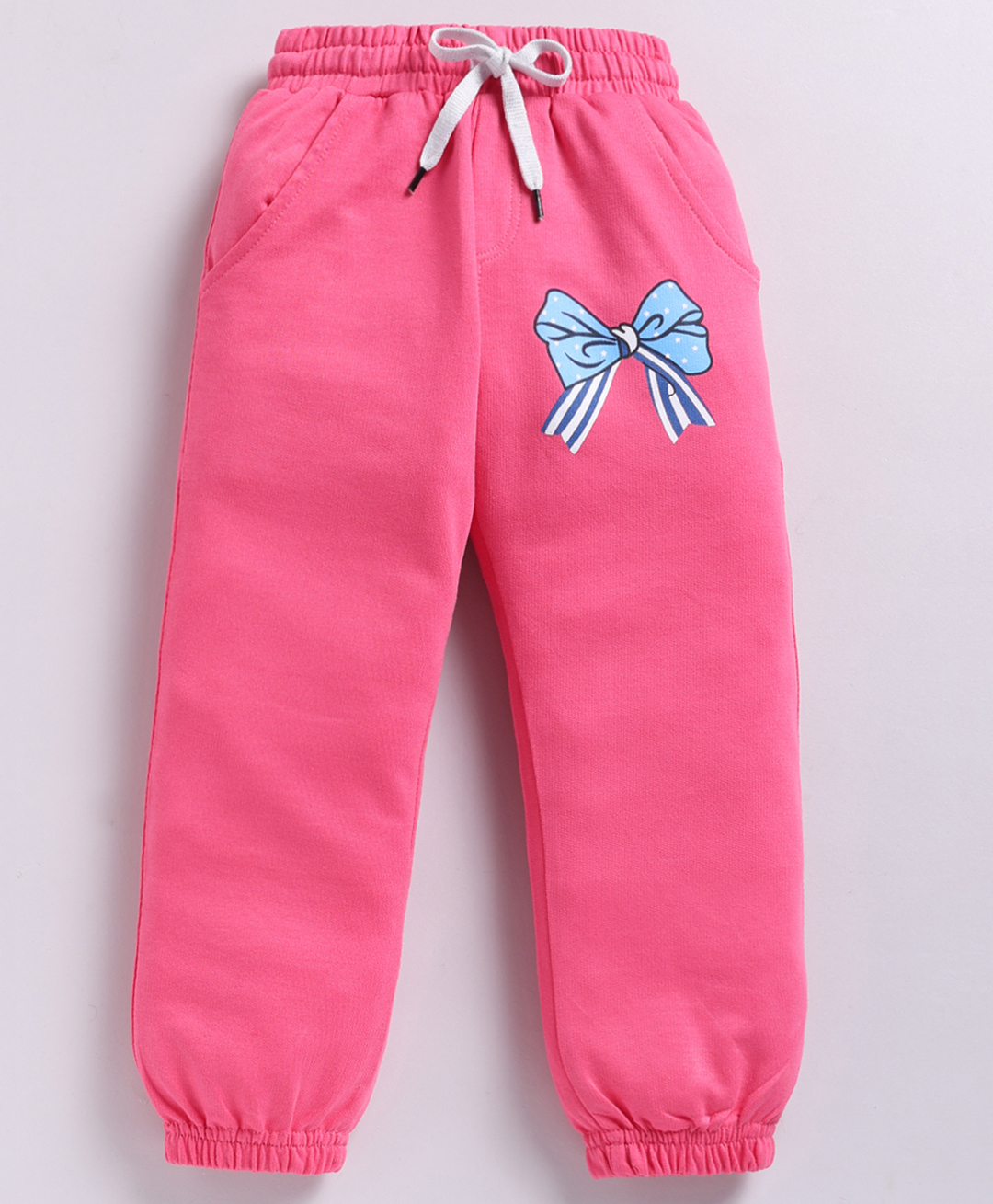 Kidcity Cotton Knit Bow Printed Joggers - Pink-picture-23