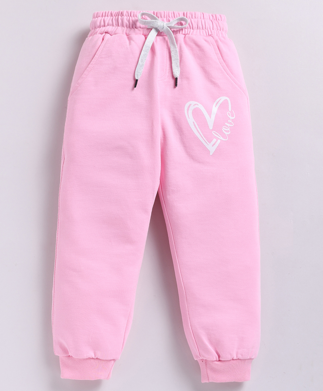Kidcity Cotton Knit Heart Printed Joggers - Baby Pink-picture-13