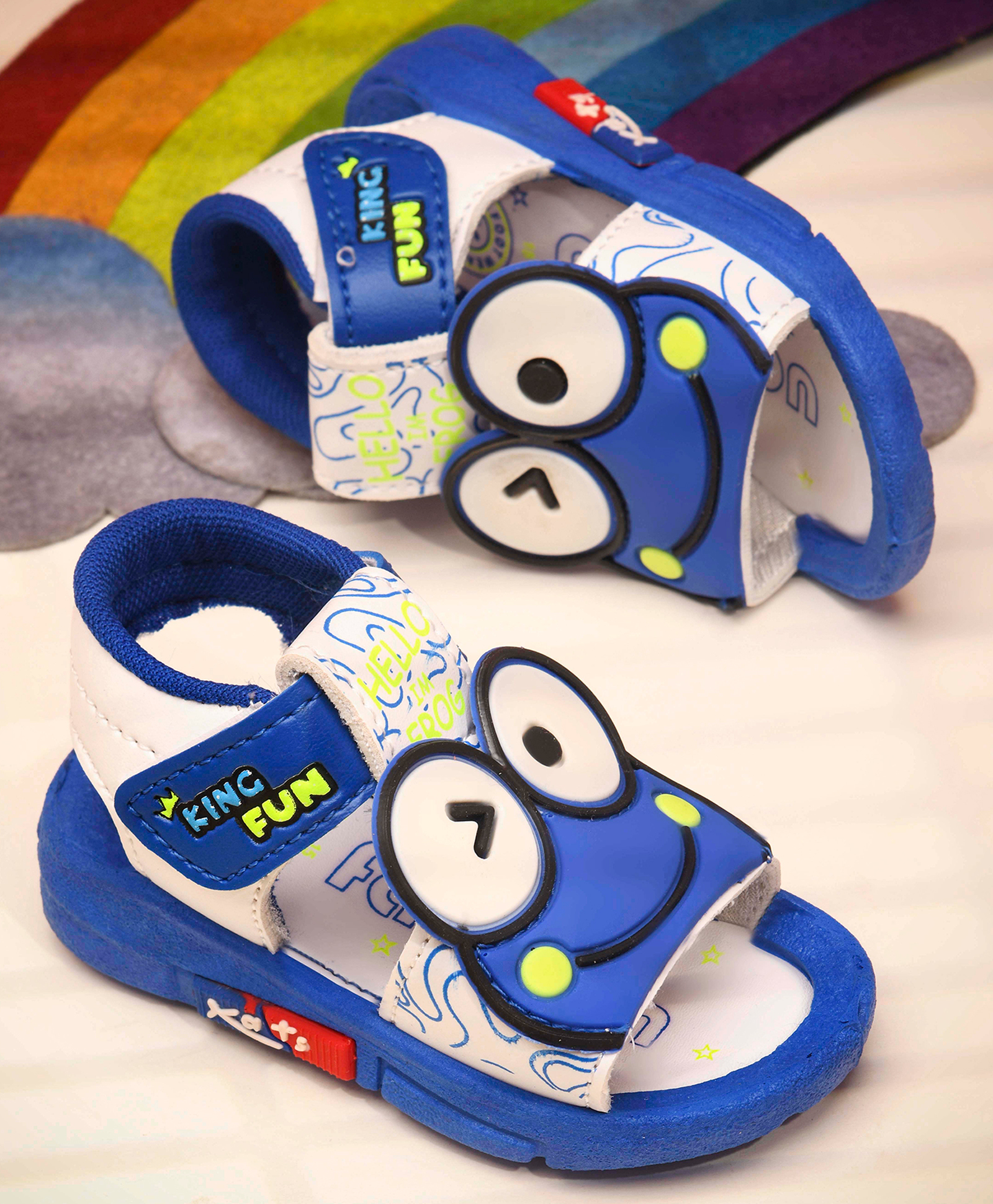 KATS Smiley Face Applique Detailed Musical Velcro Closure Sandals - Blue-picture-31