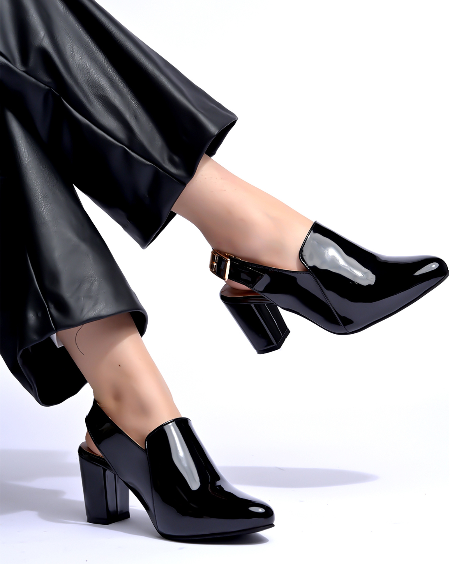 Shoetopia Solid Heeled Sandals - Black-image-47