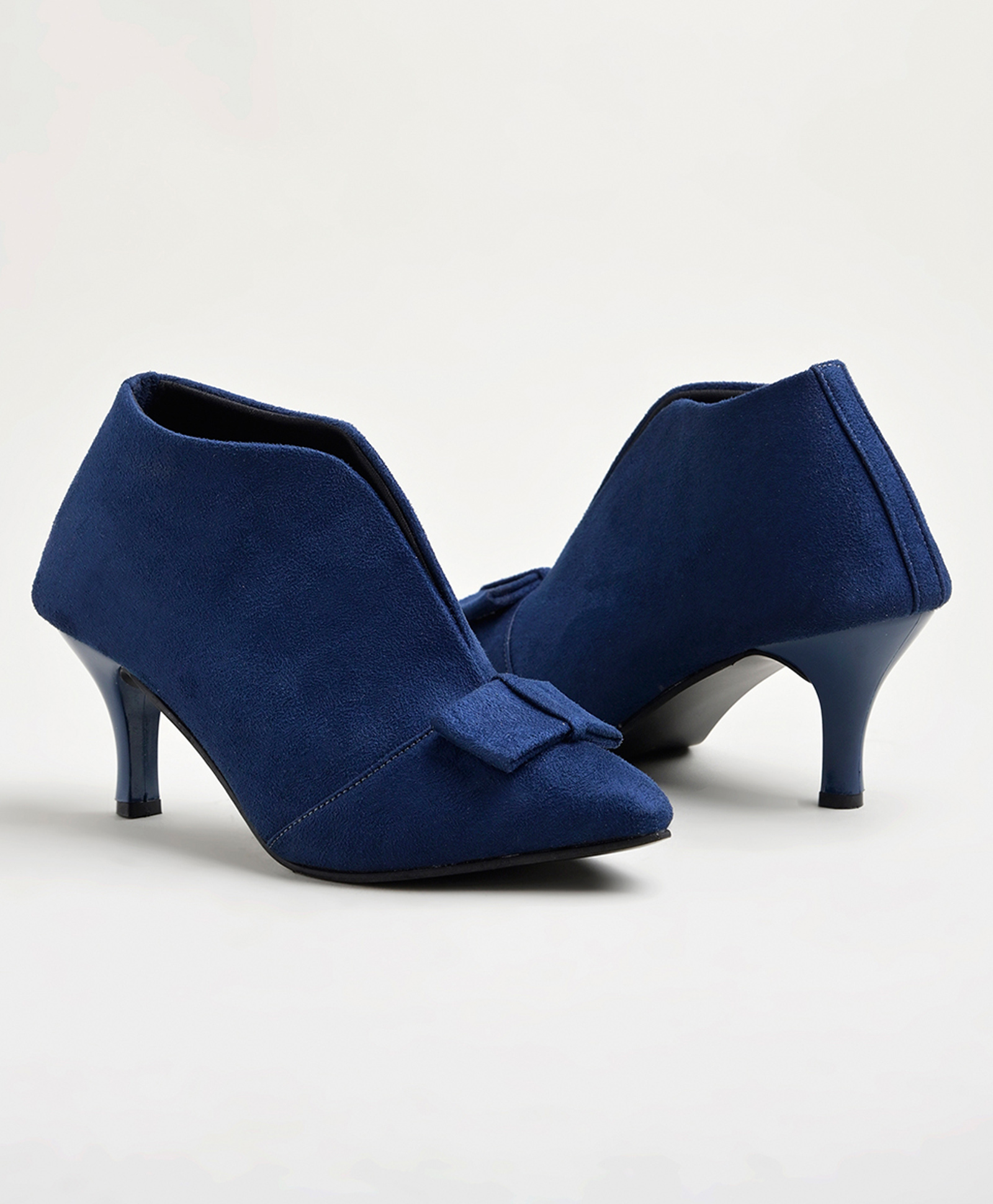 Shoetopia Suede Finish Bow Applique Detailed Boots - Blue-picture-18