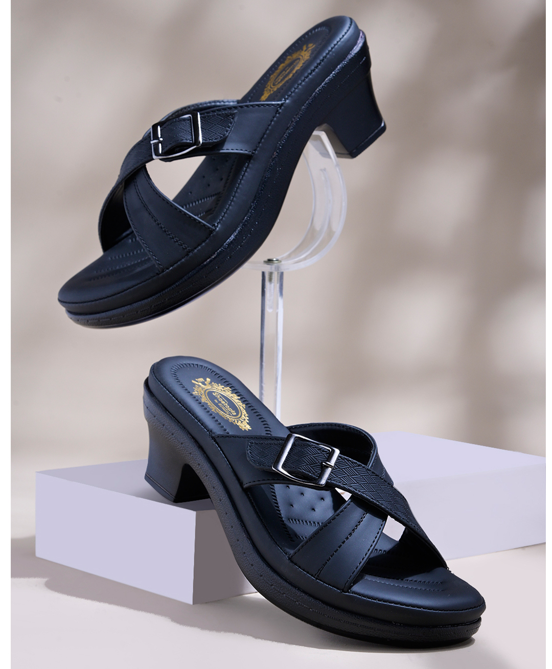 Shoetopia Geometric Designed Adjustable Strap Doctor Sole Sandals - Black-picture-23