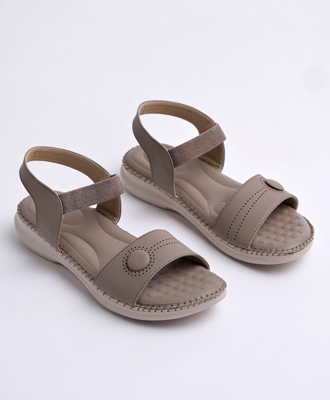 Shoetopia Textured Slip On Sandals - Brown-picture-12