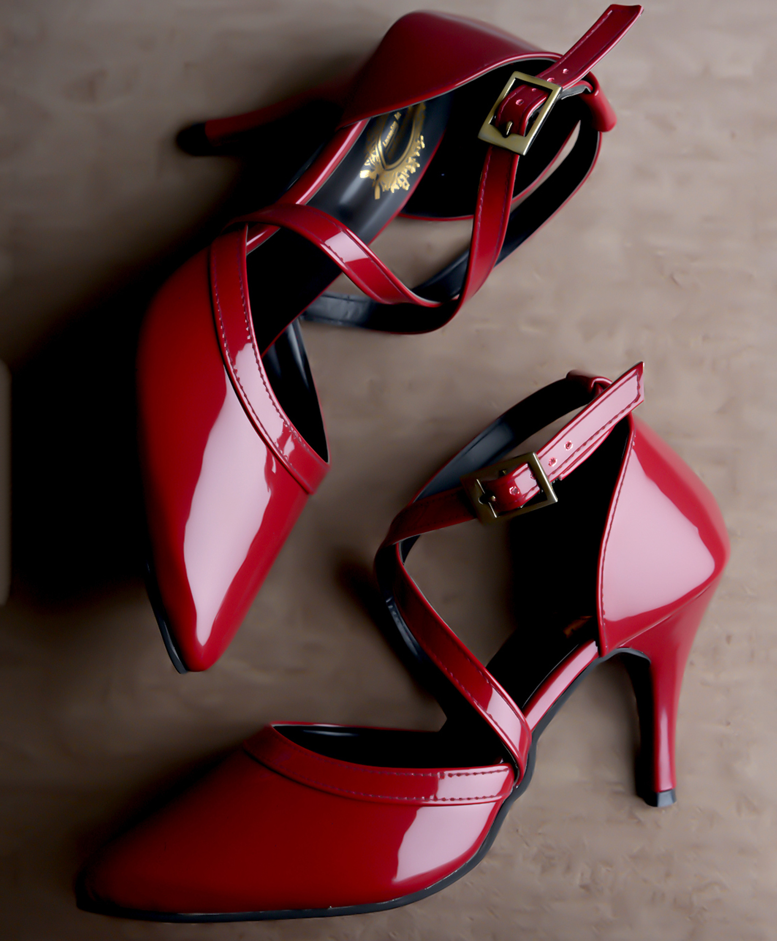 Shoetopia Metallic With Buckle Closure Stilettos Heel Sandals - Red-picture-22