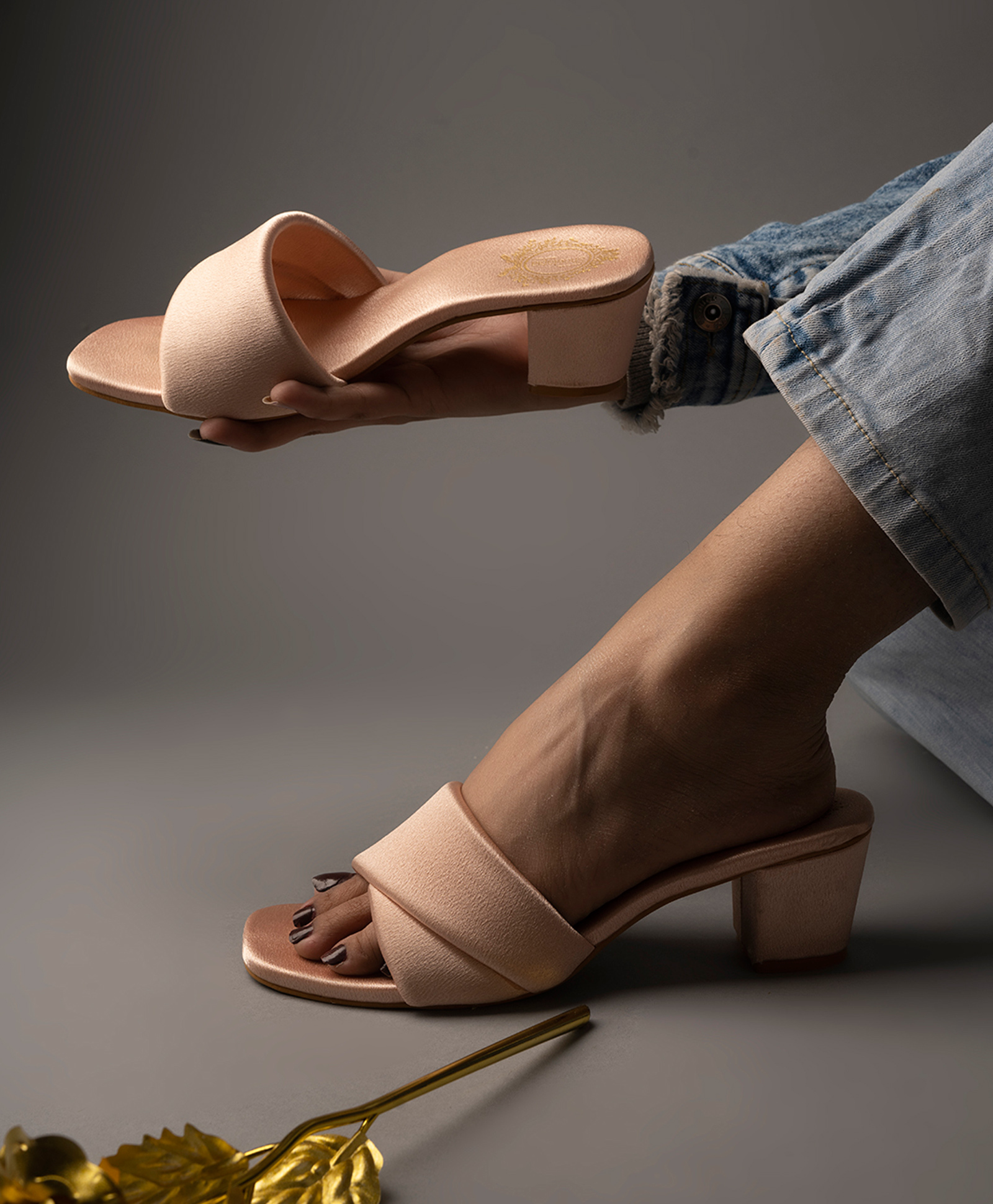Shoetopia Solid Heeled Sandals - Rose Gold-image-42