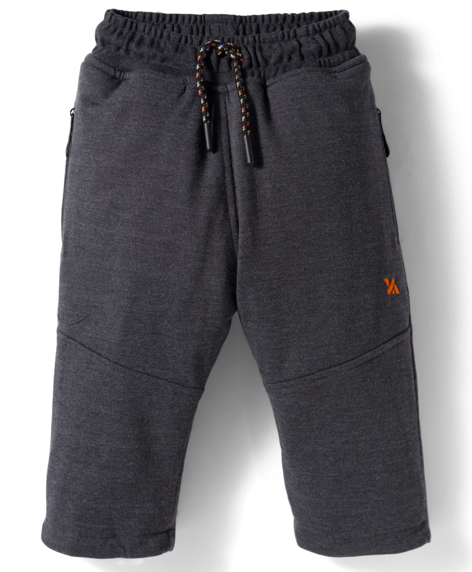 Yellow Apple Knit Full Length Solid Colour Fleece Pant - Charcoal Grey-image-35