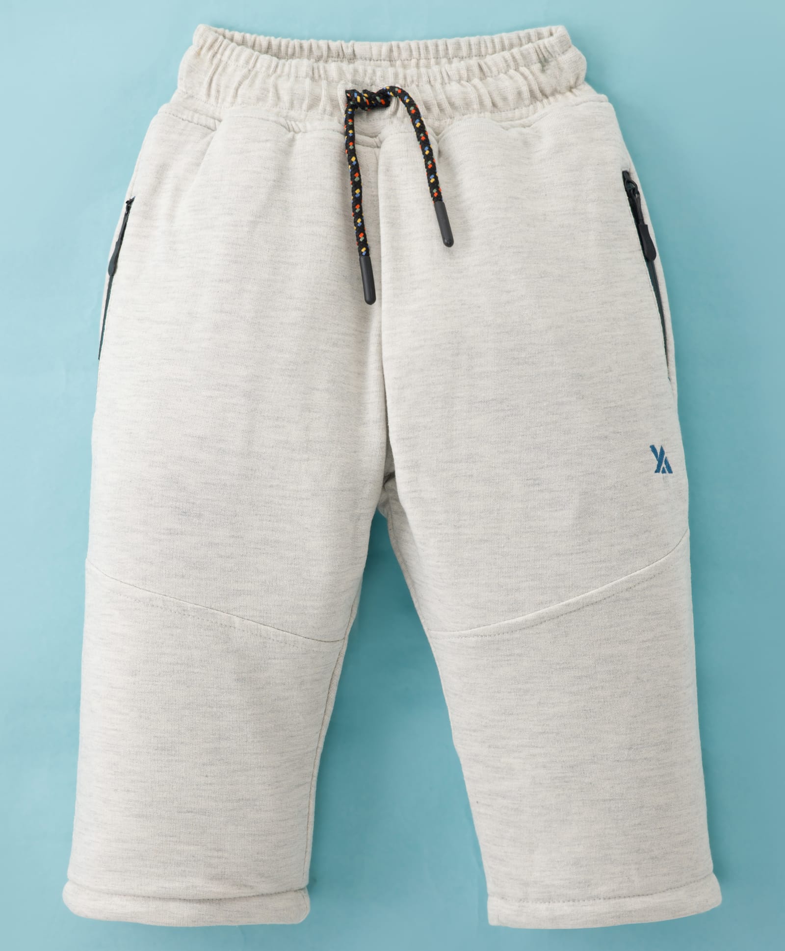 Yellow Apple Knit Full Length Solid Colour Fleece Pant - White-image-32