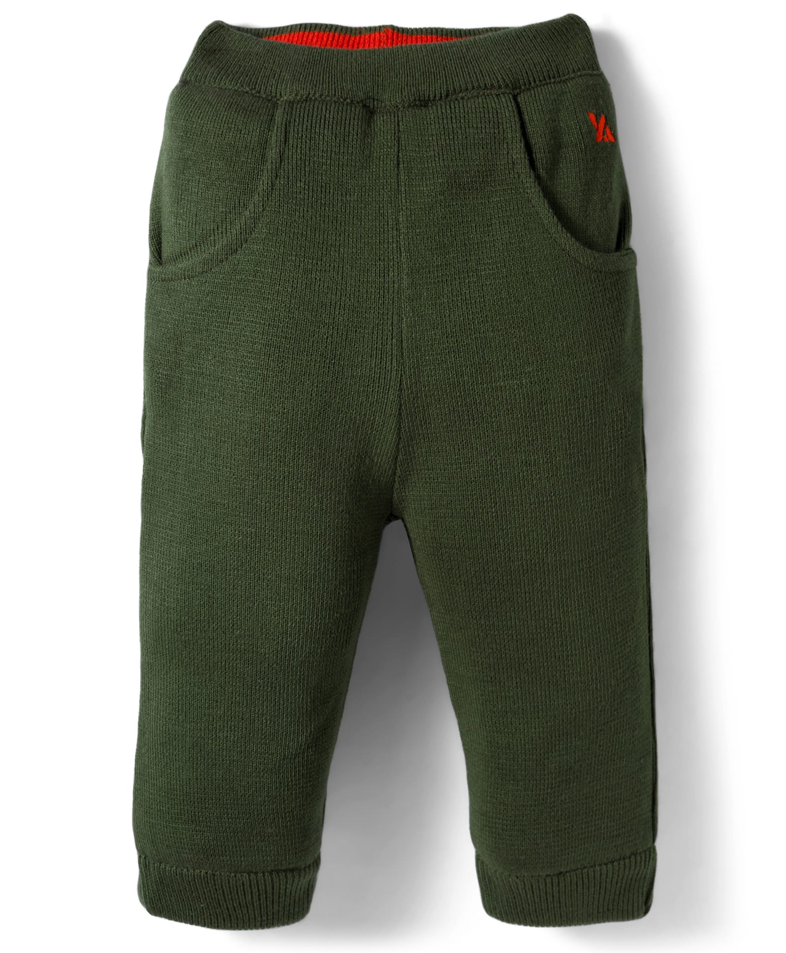 Yellow Apple Knit Full Length Solid Colour Fleece Pant - Olive Green-picture-42