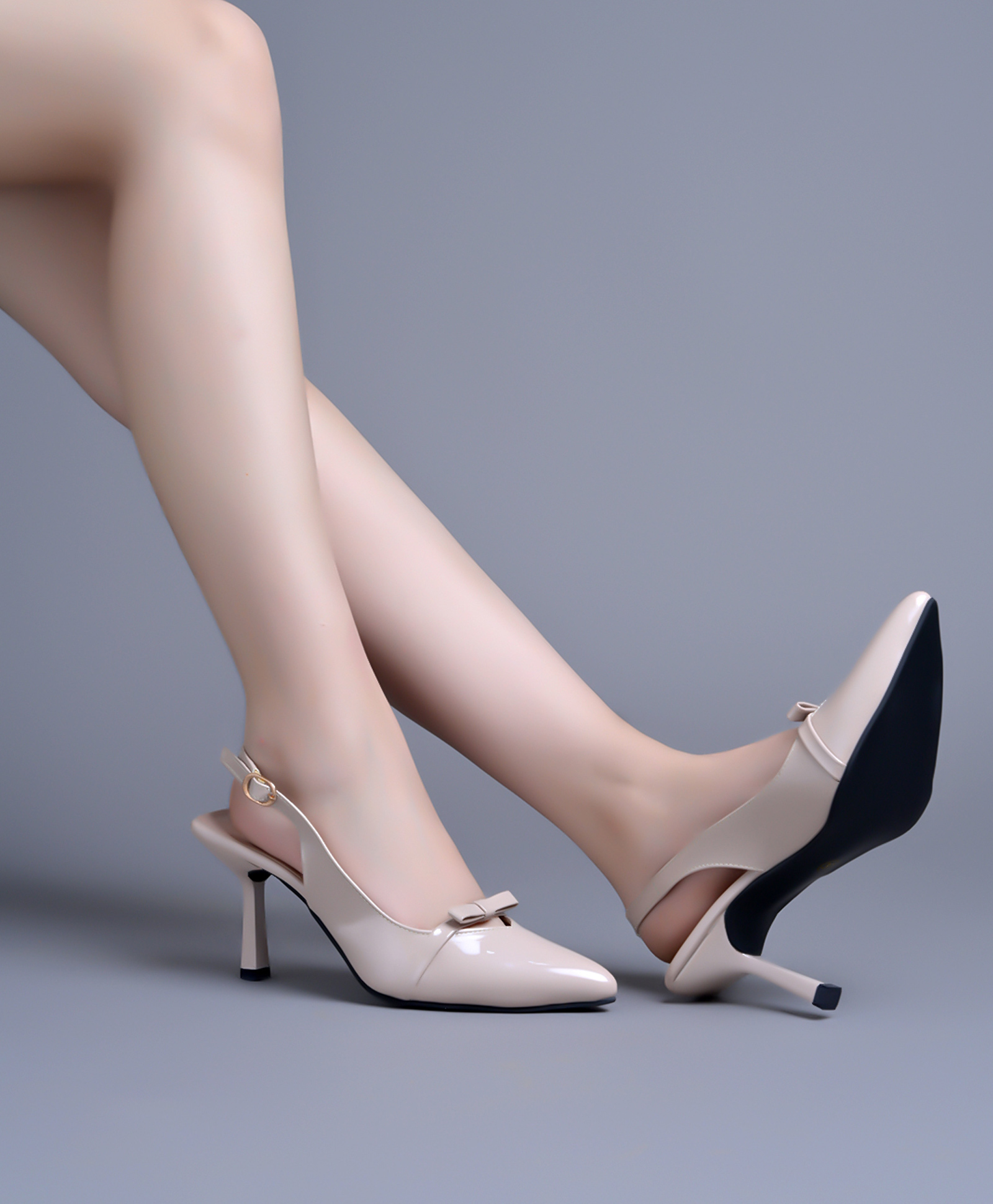 Shoetopia Bow Applique Detailed With Buckle Closure Block Heel Sandals - Beige-image-45