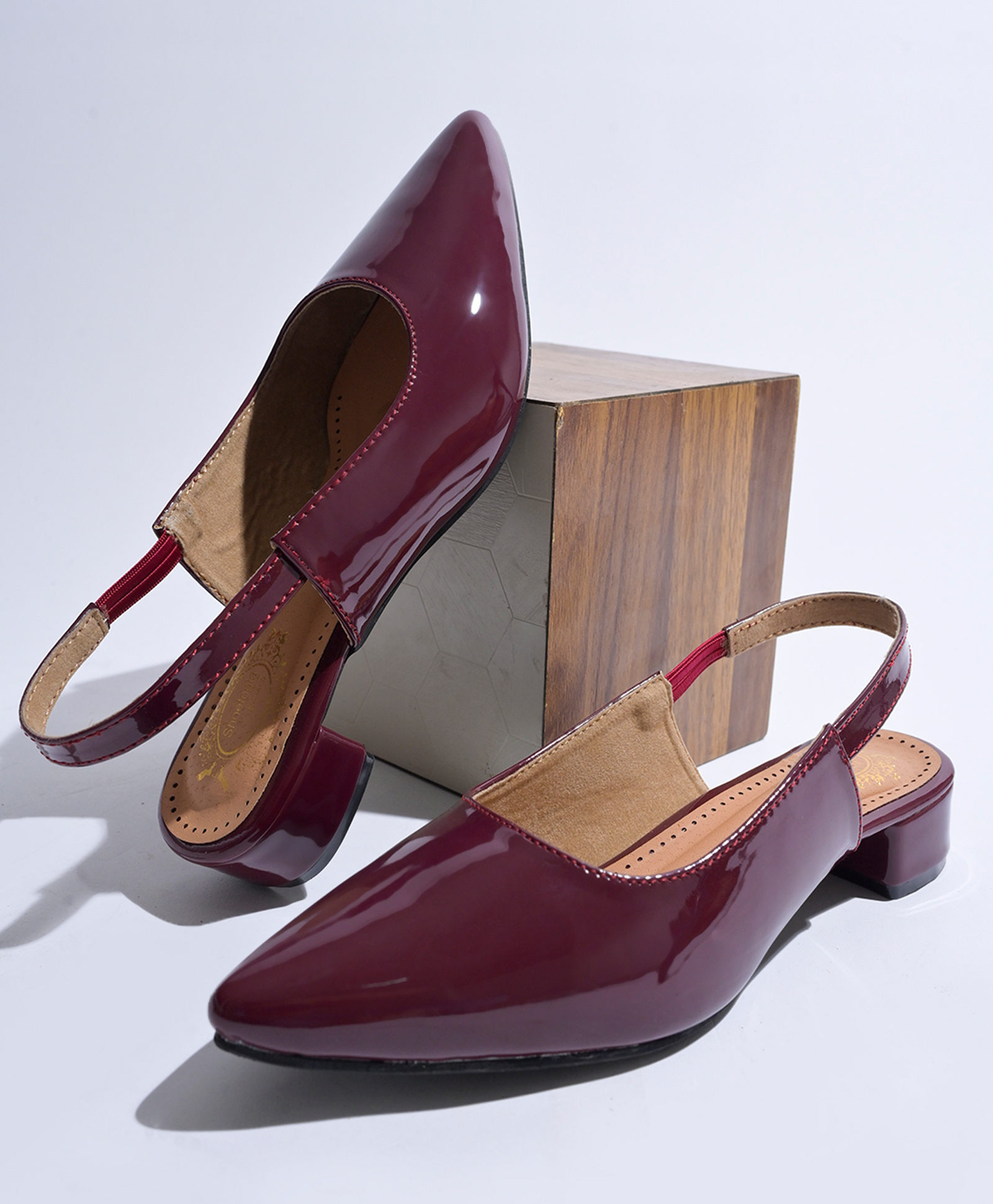 Shoetopia Gloss Finish With Buckle Closure Block Heel Sandals - Red-picture-28