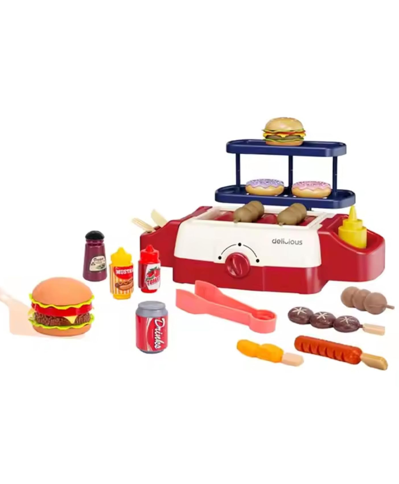 Kids Mandi Pretend Barbecue Grill Playset Toy Simulation for Kids Interactive Role Play BBQ Set for Boys & Girls - Multi Colour-image-37