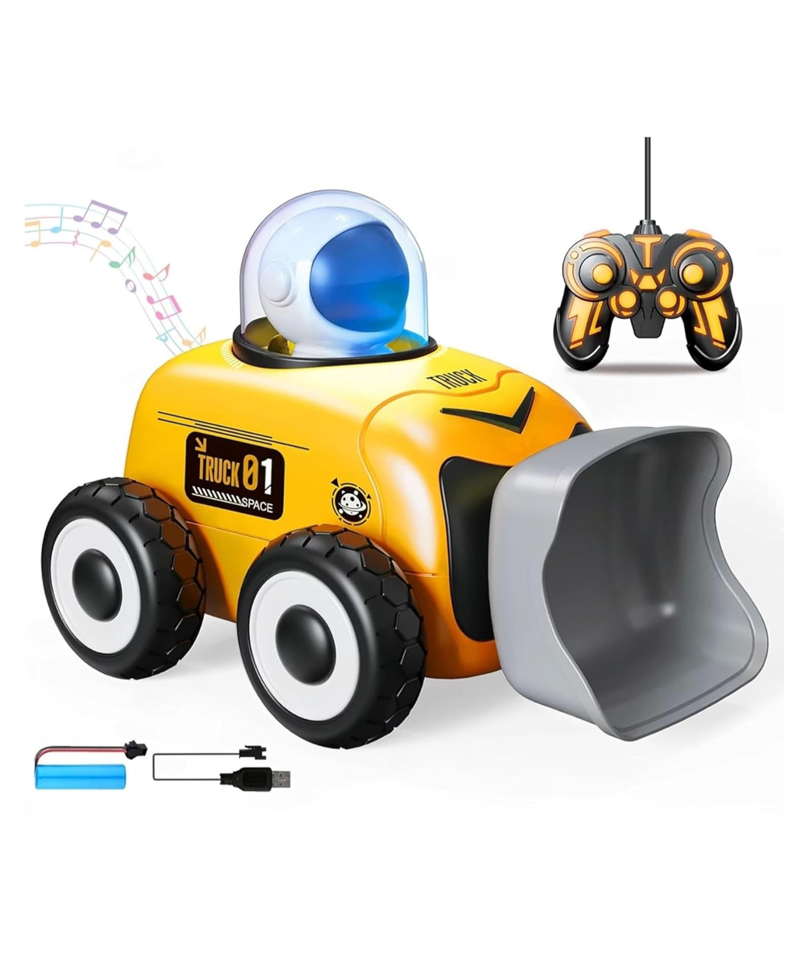 Kids Mandi RC Excavator Truck Construction Toy | Space-Themed Remote Control Vehicle with Dazzling Lights, Music & 360 Rotation | Rechargeable-image-14