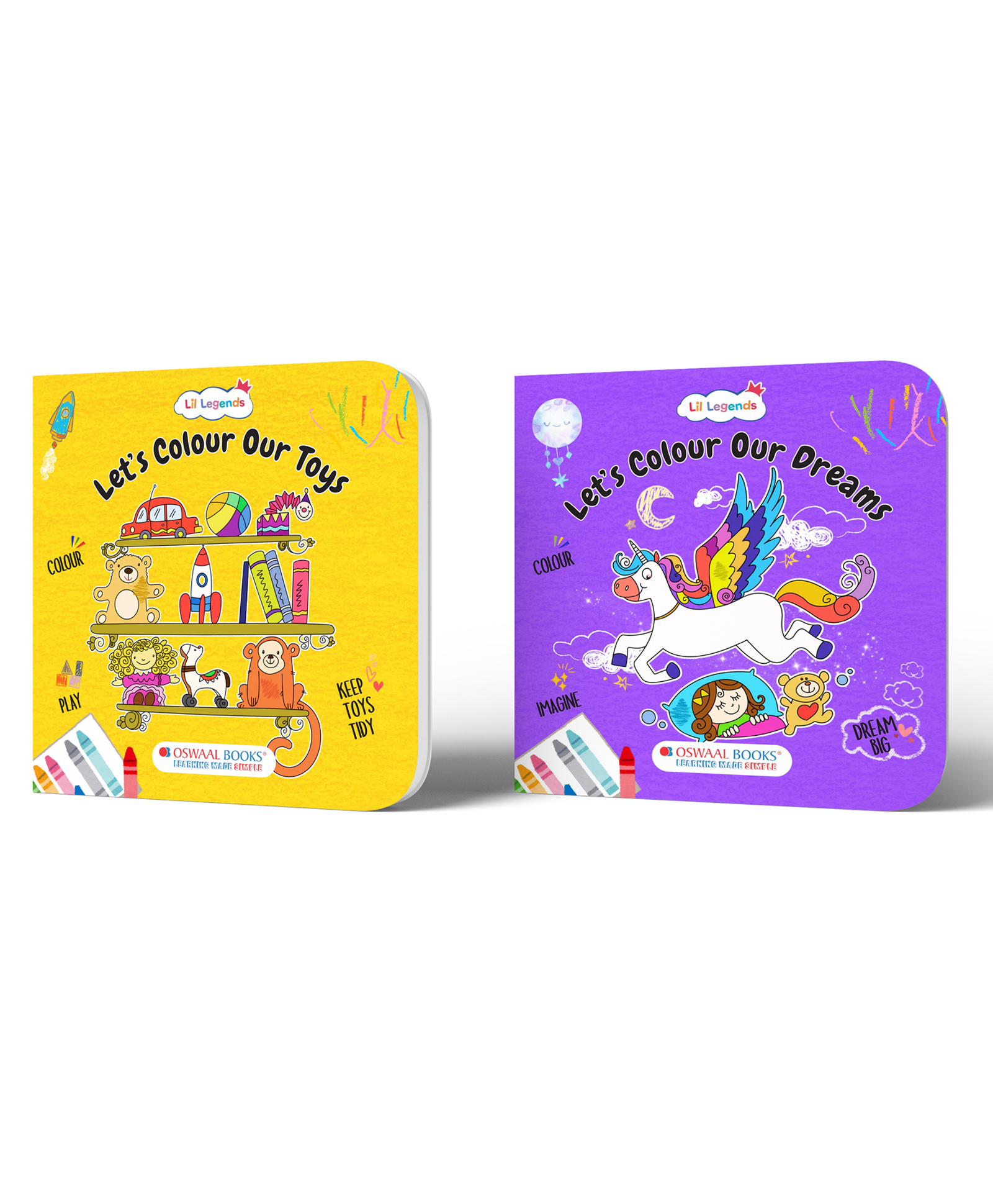 Oswaal Books Lil Legends Toys & Dreams Colouring Book Combo 2 Fun Activity Books for Kids - English-image-2