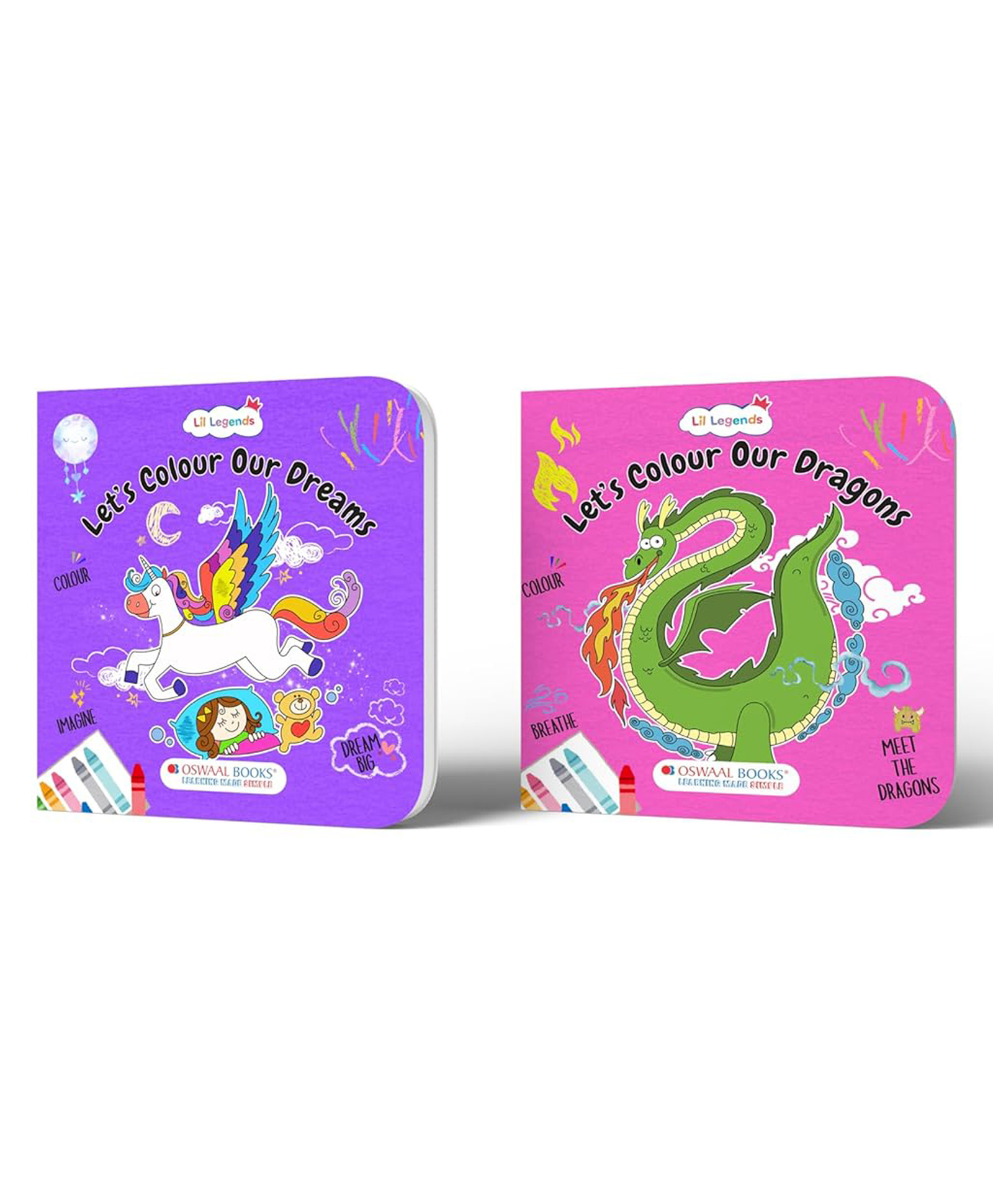 Oswaal Books Lil Legends Dreams & Dragons Colouring Book Combo 2 Fun Activity Books for Kids - English-image-1