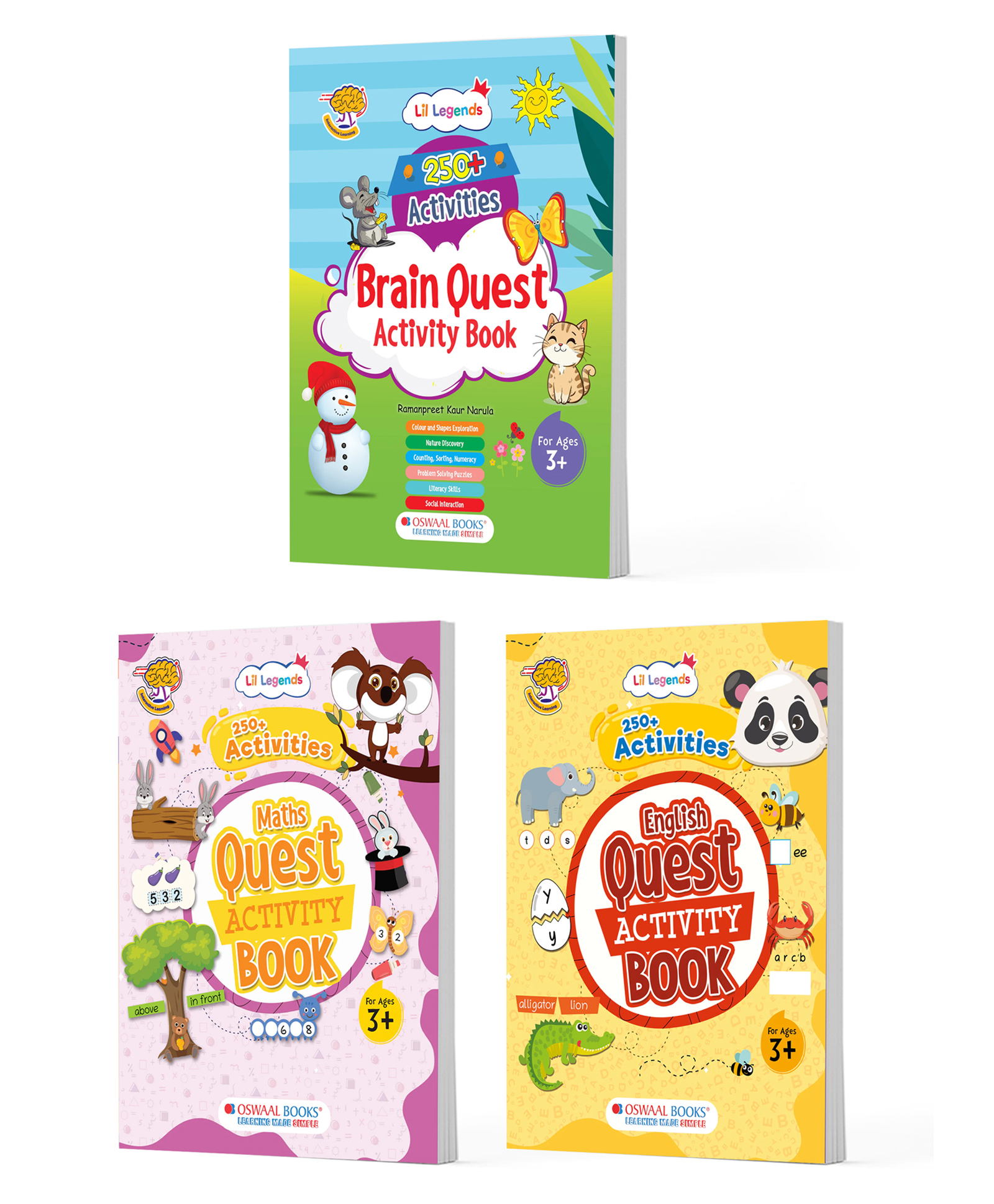Oswaal Books Lil Legends 3-in-1 Activity Book Bundle for Kids Age 3+ | Brain, Maths & English Quest | 750+ Fun Exercises for Early Learning, Tracing, Colors, Shapes, Numbers, Alphabets & More-image-10