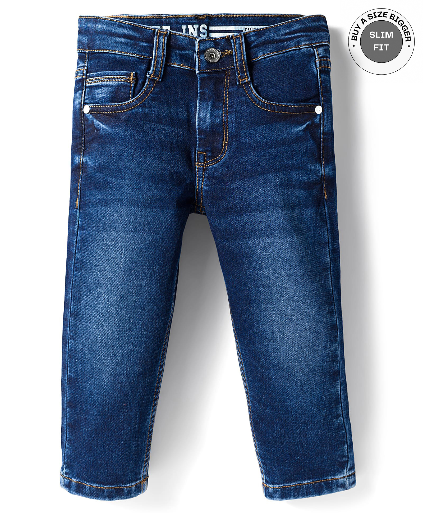 Ruff Denim Woven Full Length Washed Jeans - Navy Blue-picture-23