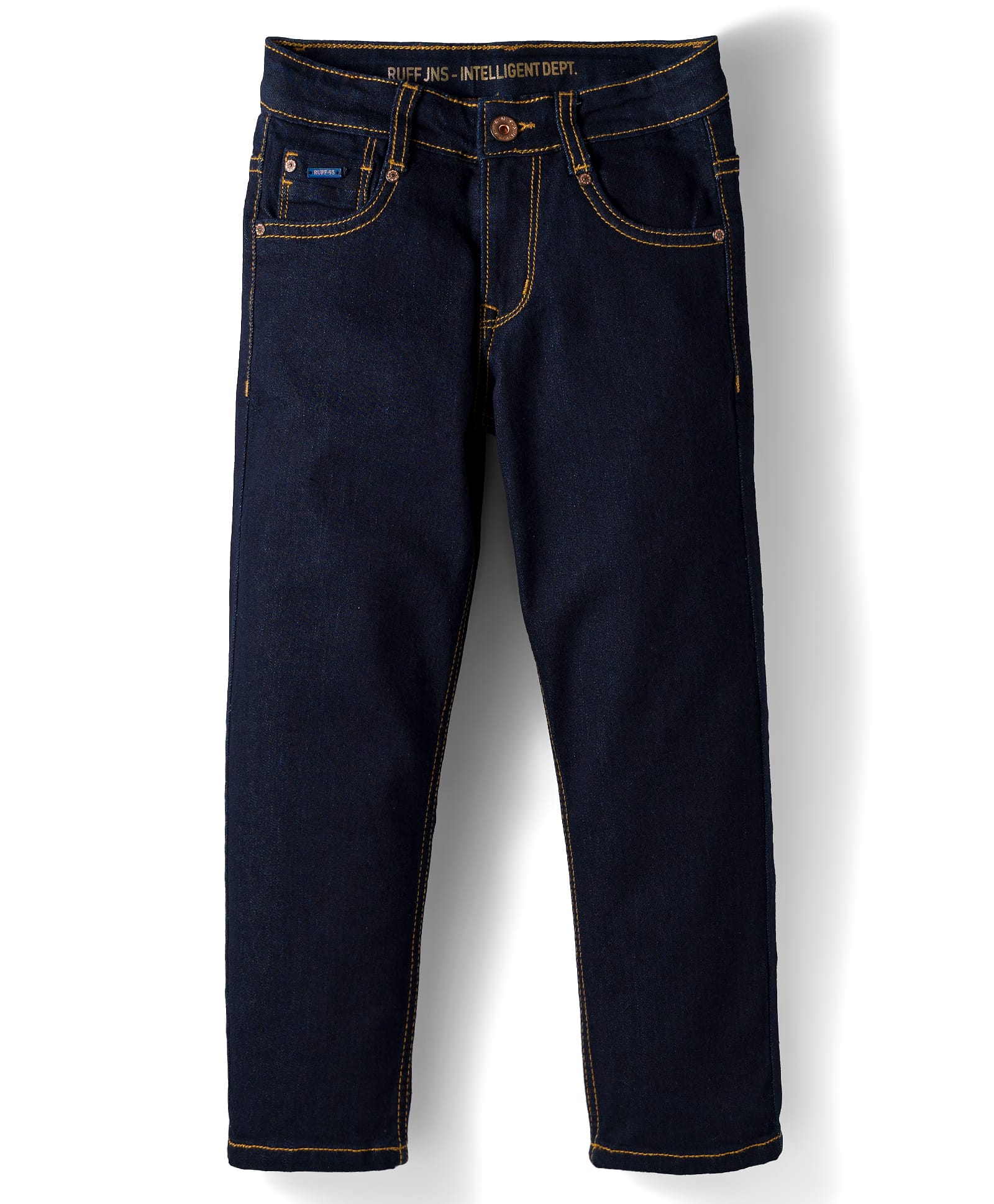 Ruff Denim Full Length Straight Fit Washed Jeans - Navy Blue-image-38