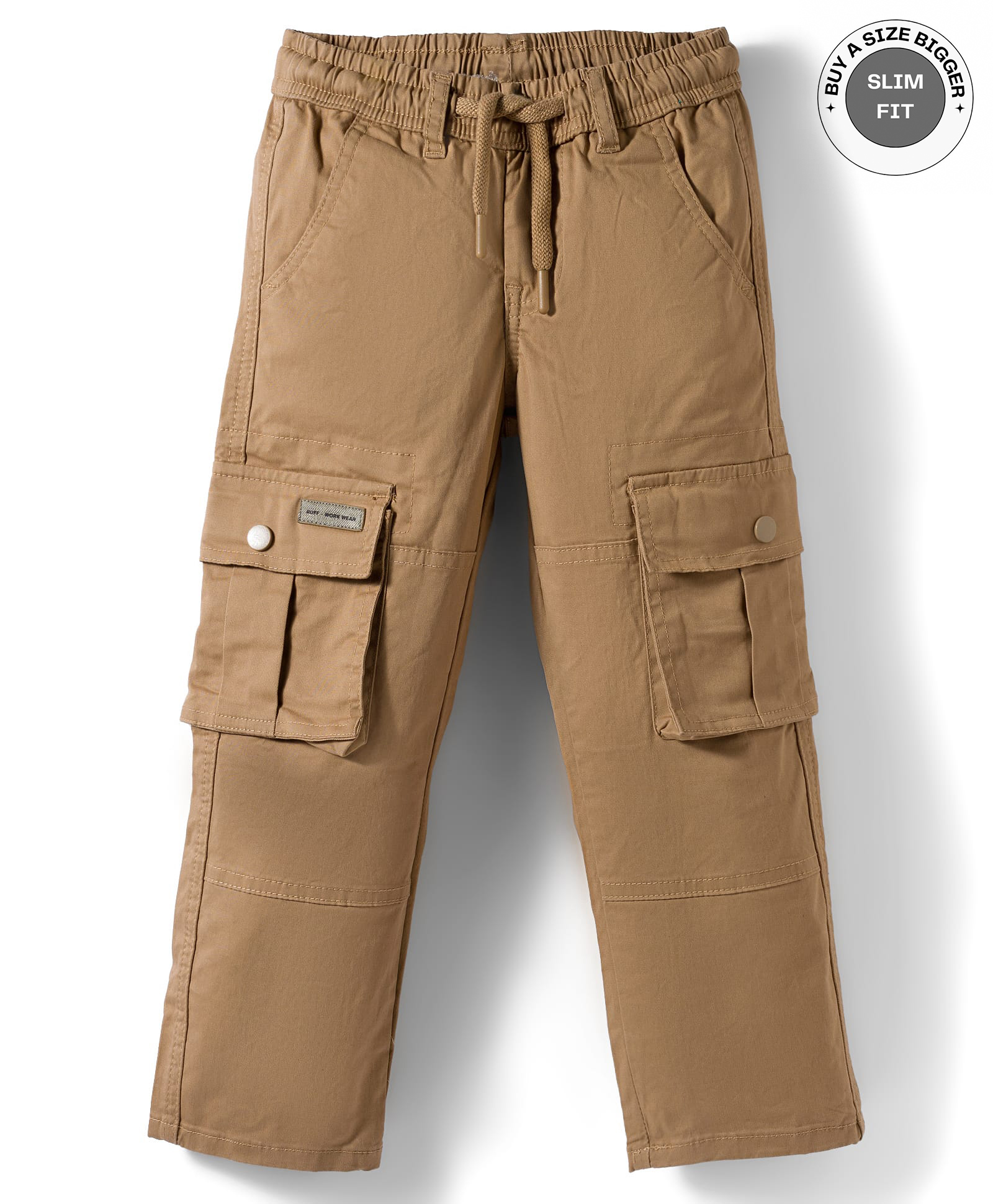 Ruff Cotton Woven Full Length Solid Colour Trouser - Khaki-picture-21