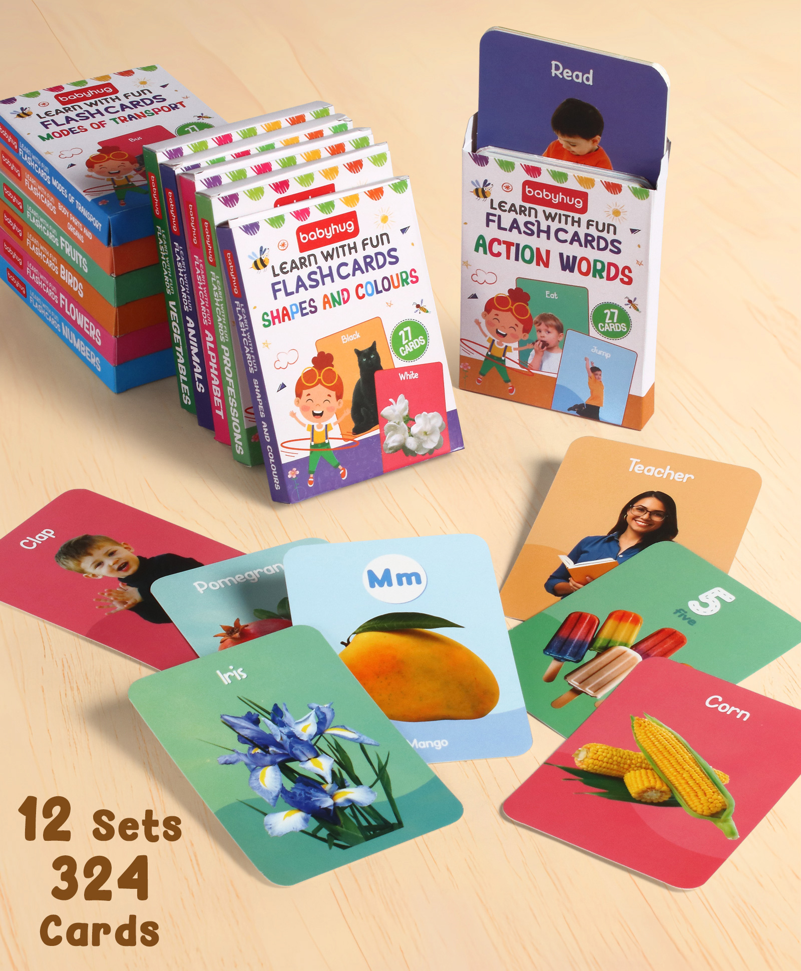 Babyhug 320 Piece Early Learning Flash Cards 12 Themes in One| Educational Double-Sided Cards| Montessori Learning| Fosters Interest| Colorful Cards| Safe & Non-Toxic - Multicolor-picture-19