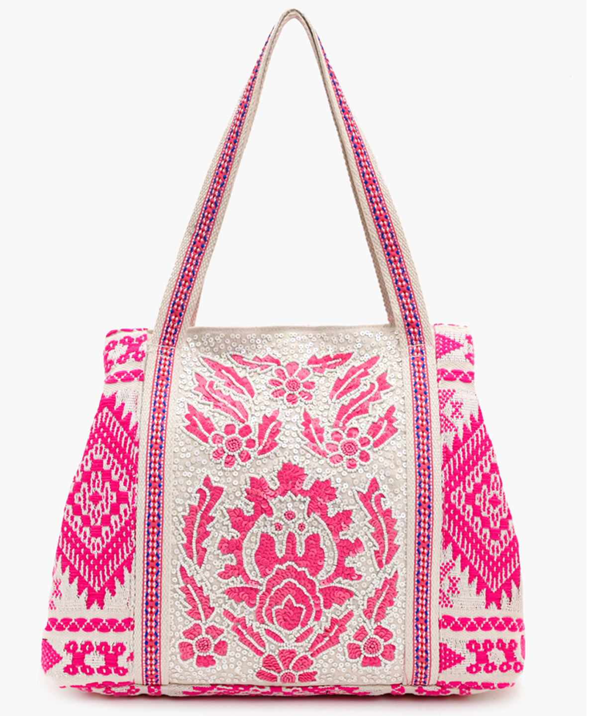 Boho girl Bohemian Embellished Pink Tote Bag - 1 Unit-image-10
