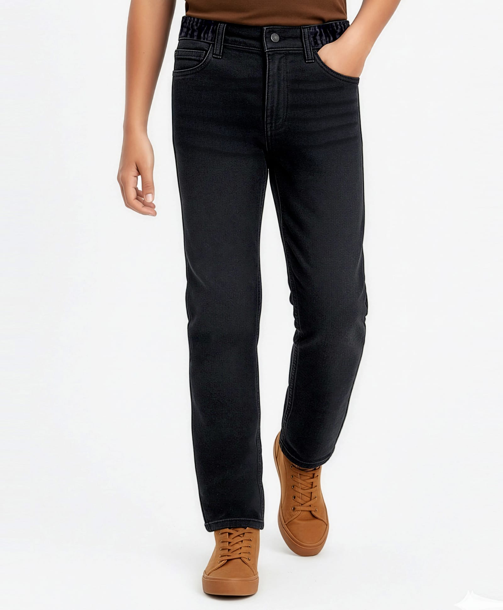 arias by lara dutta Arias Woven Full Length Washed Jeans - Charcoal Grey-picture-22