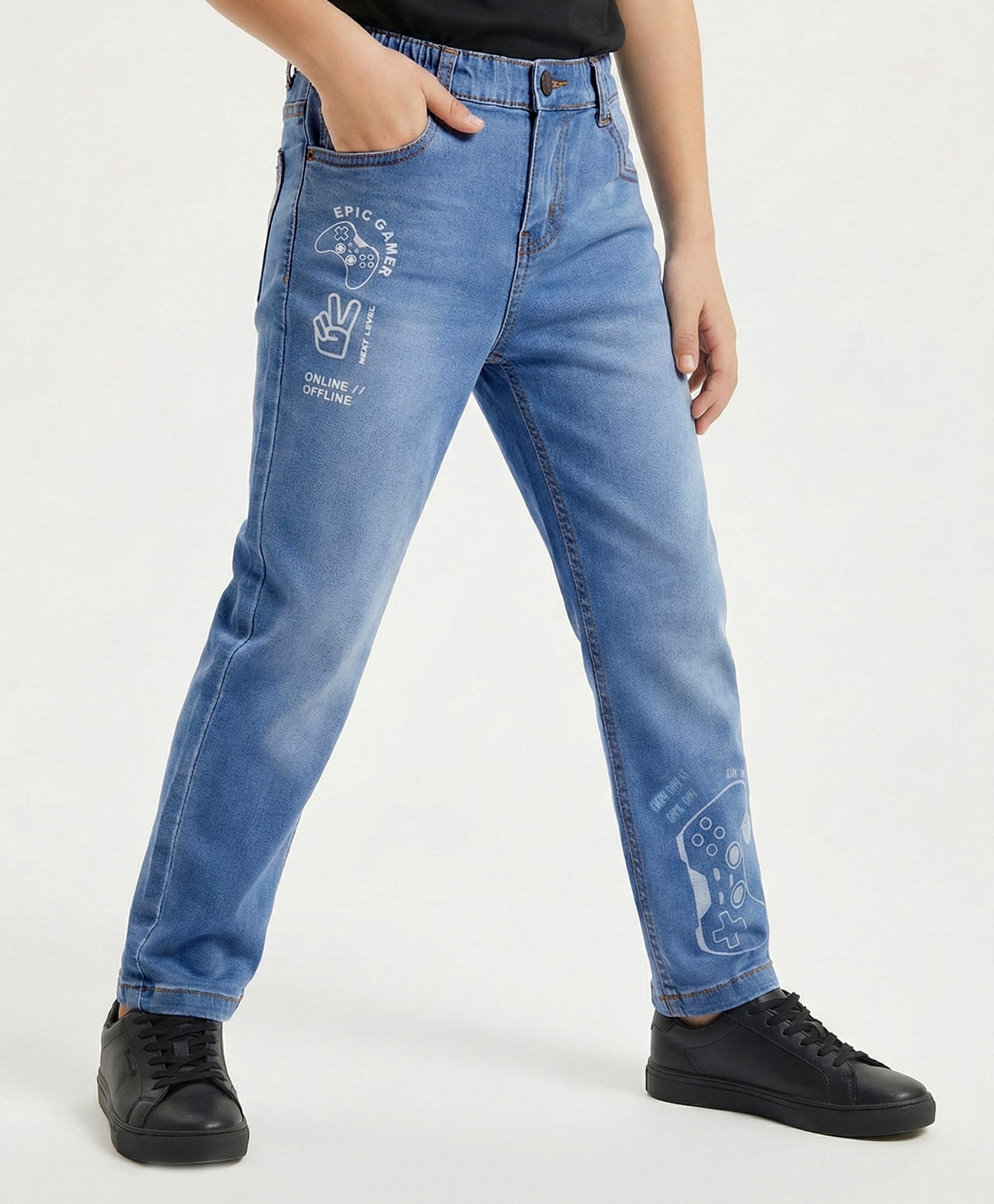 arias by lara dutta Arias Cotton Woven Full Length Washed Jeans - Black-picture-10