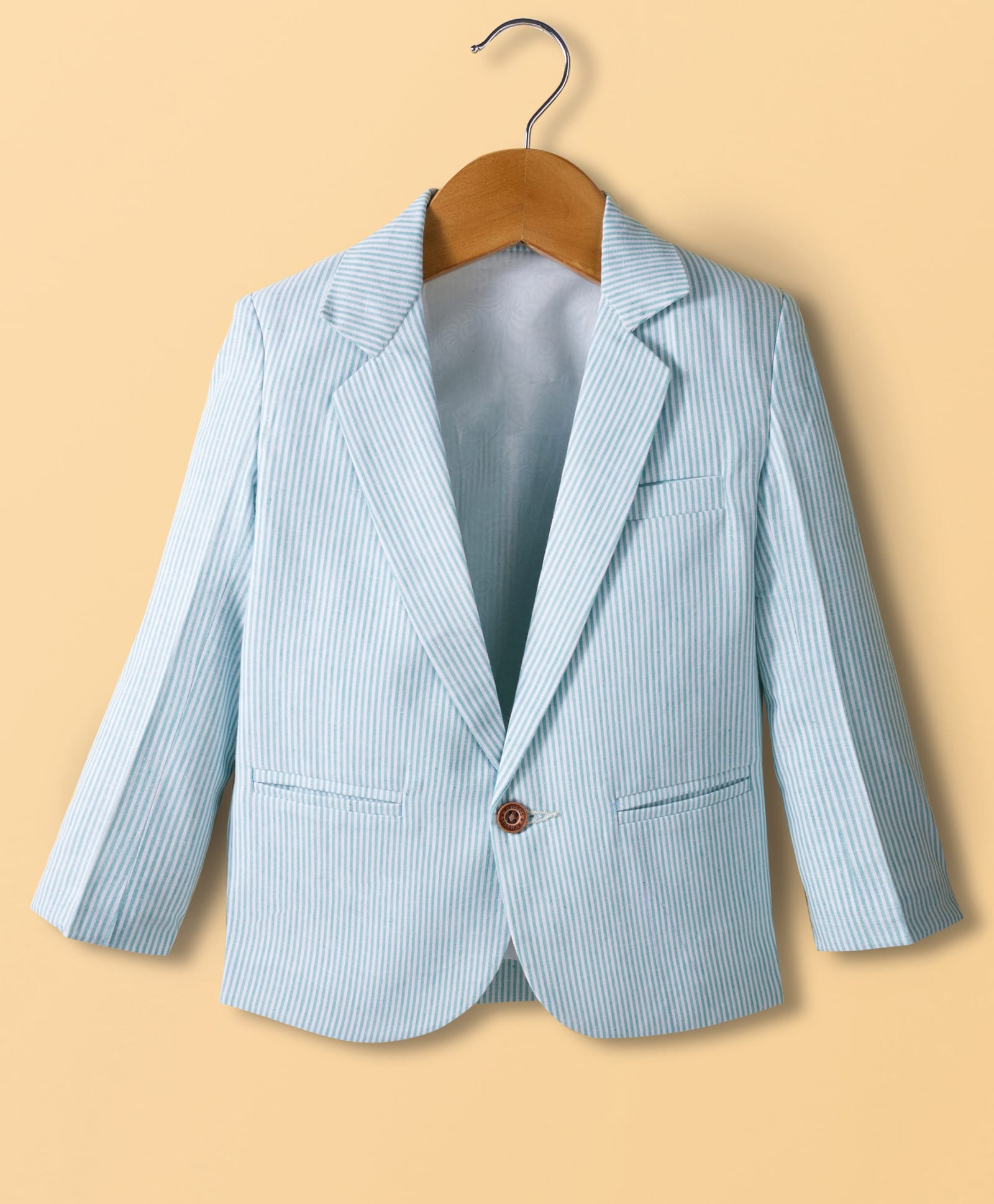 Rikidoos Full Sleeves Striped Blazer - Sea Green-picture-19
