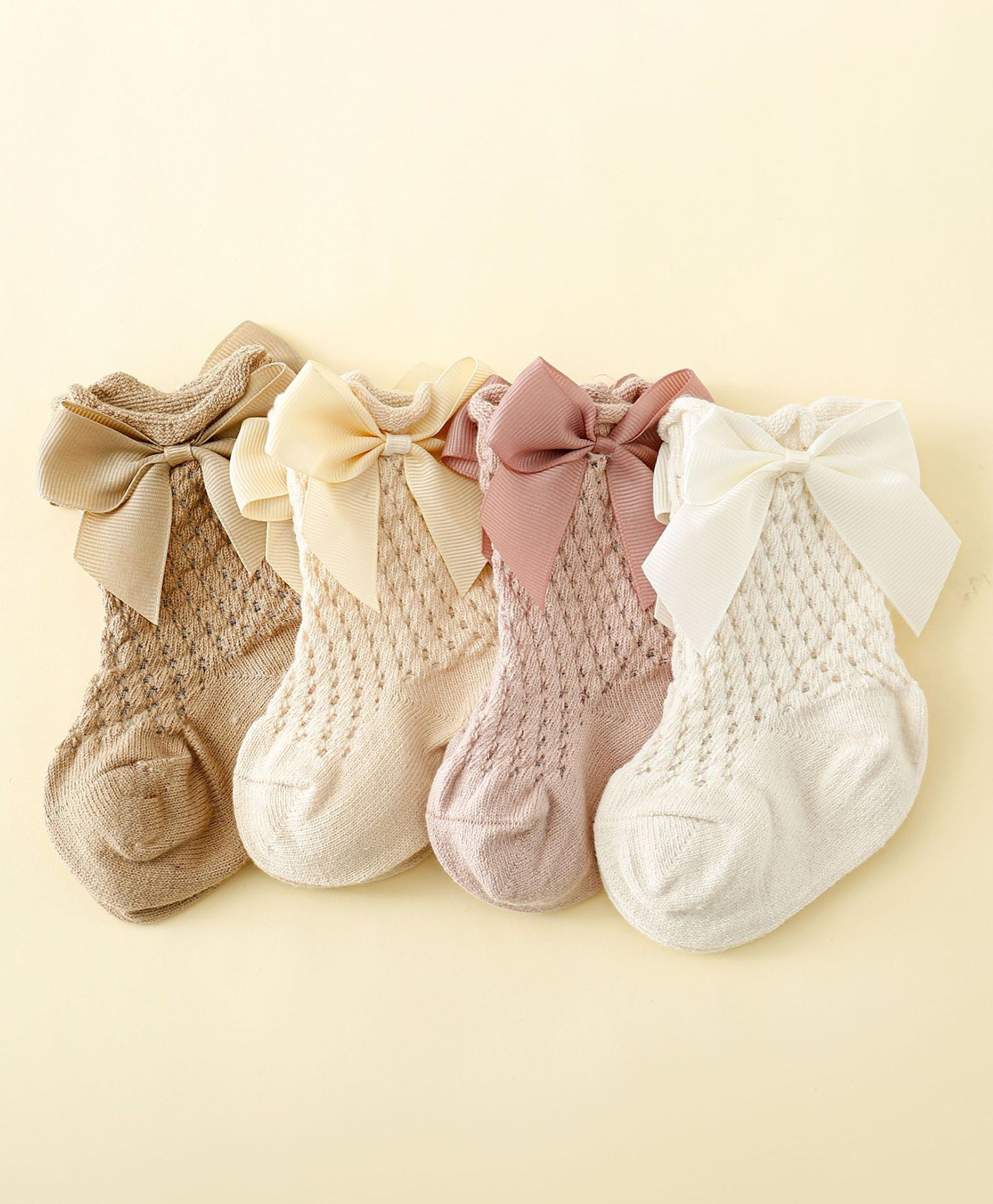 Kidofash Pack Of 4 Bow Applique Detailed Socks - Brown-picture-5