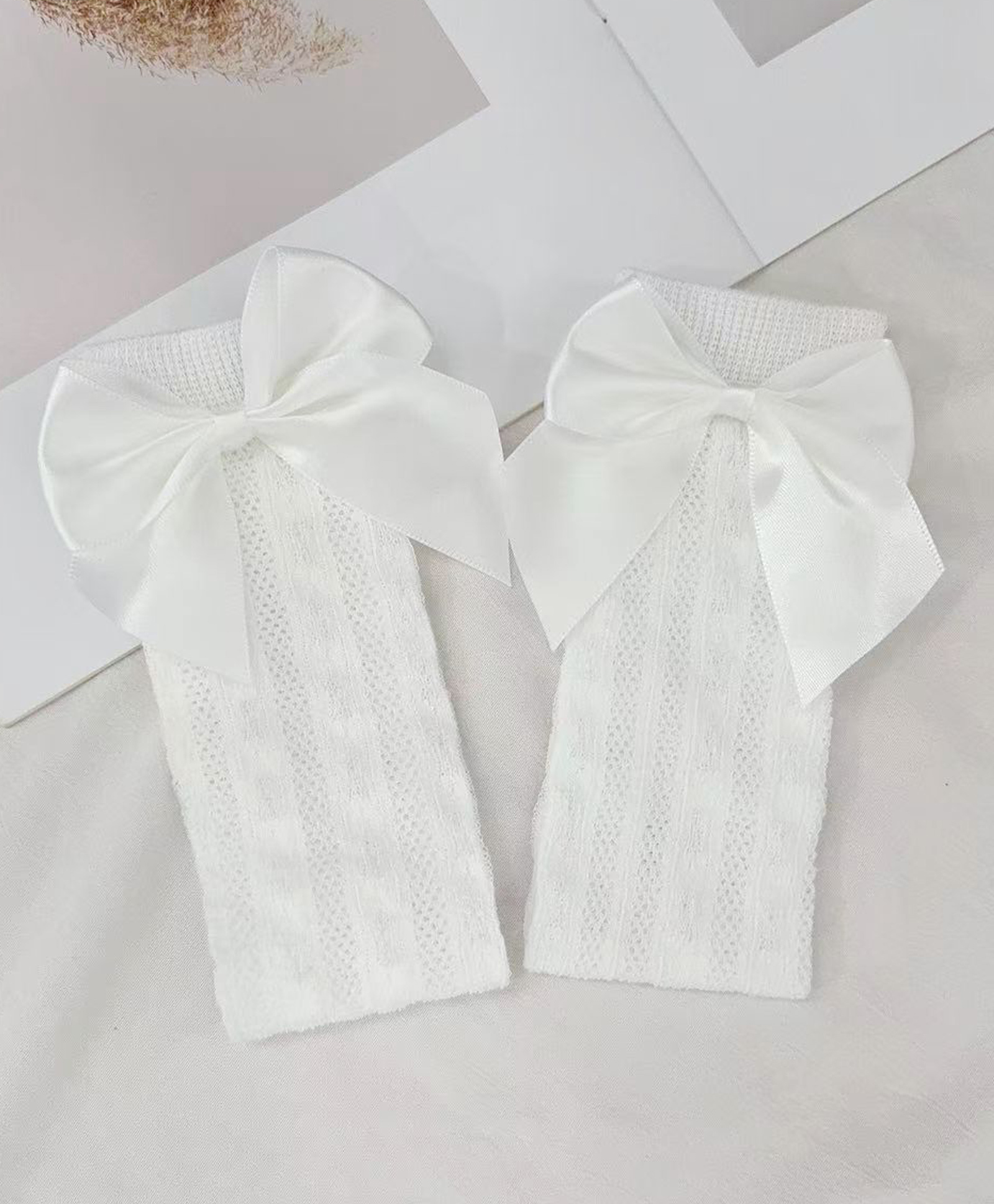 Kidofash Bow Applique Detailed & Self Designed Socks - White-picture-7