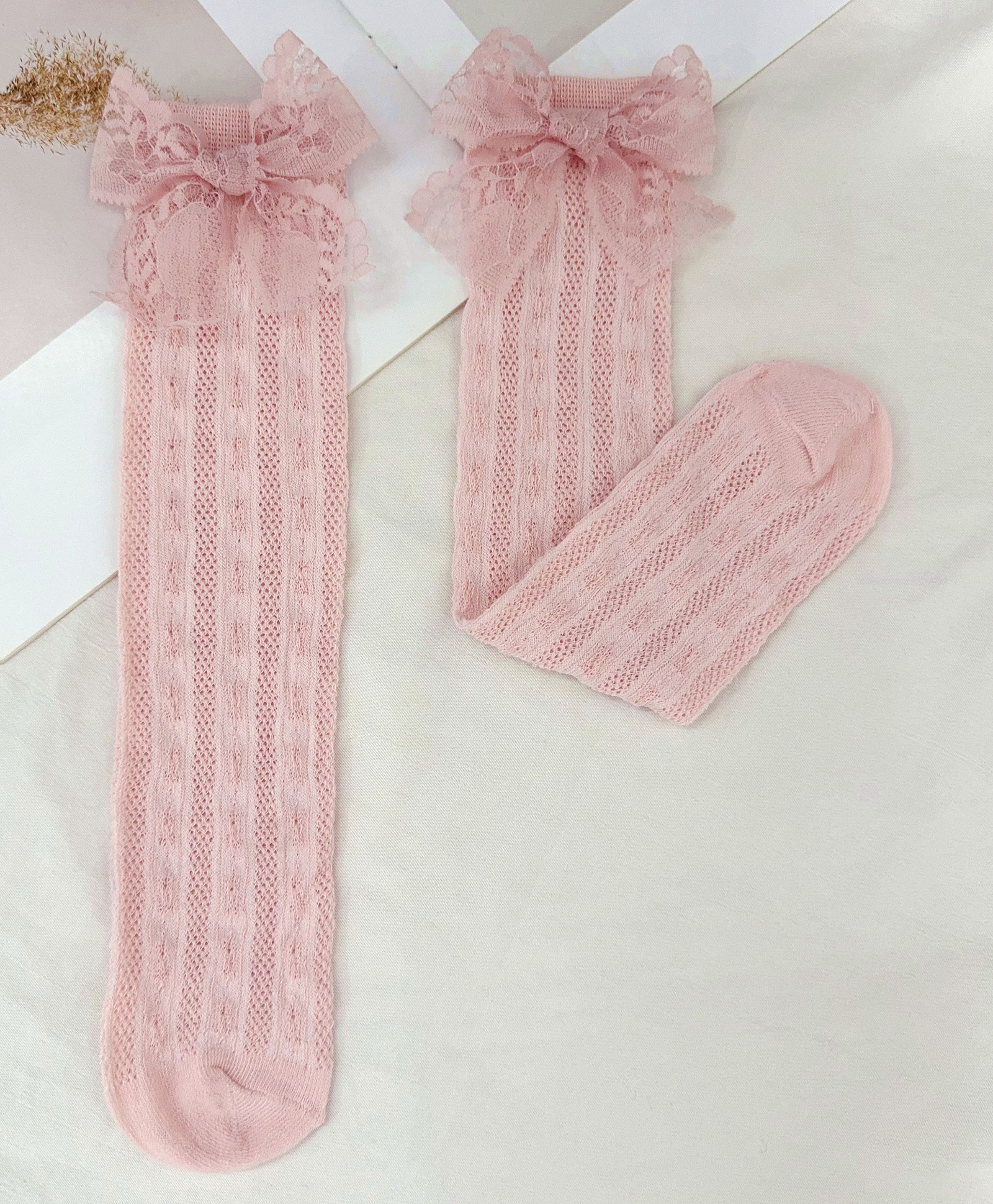 Kidofash Knit Bow Applique Detailed Socks - Pink-picture-48