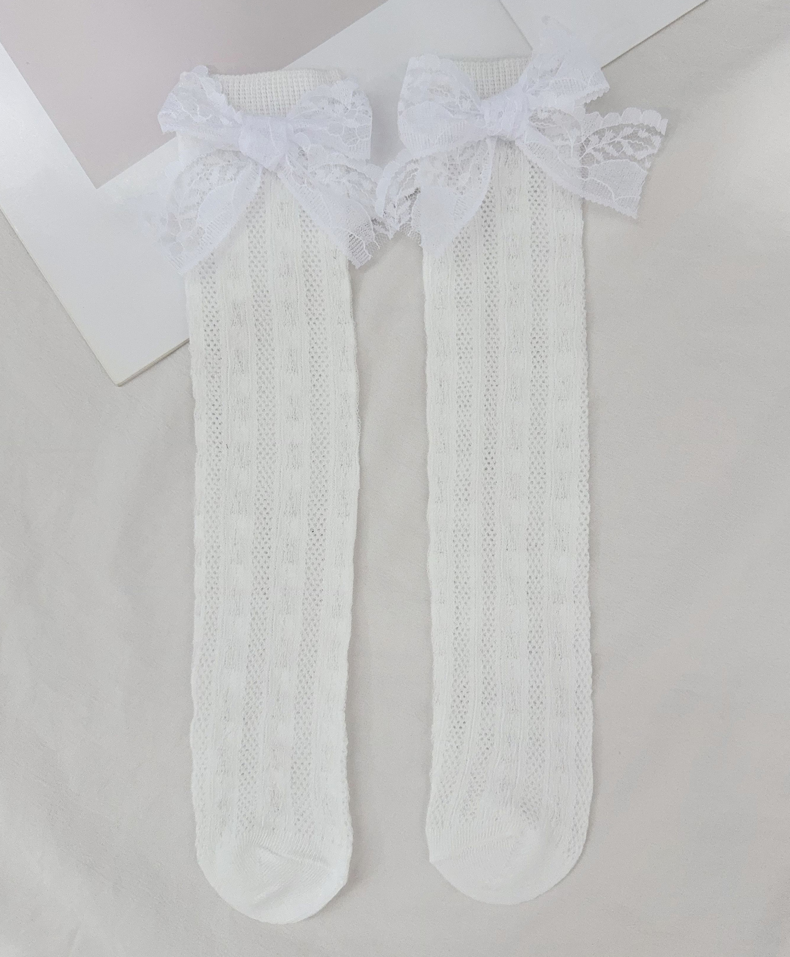 Kidofash Knit Bow Applique Detailed Socks - White-picture-49