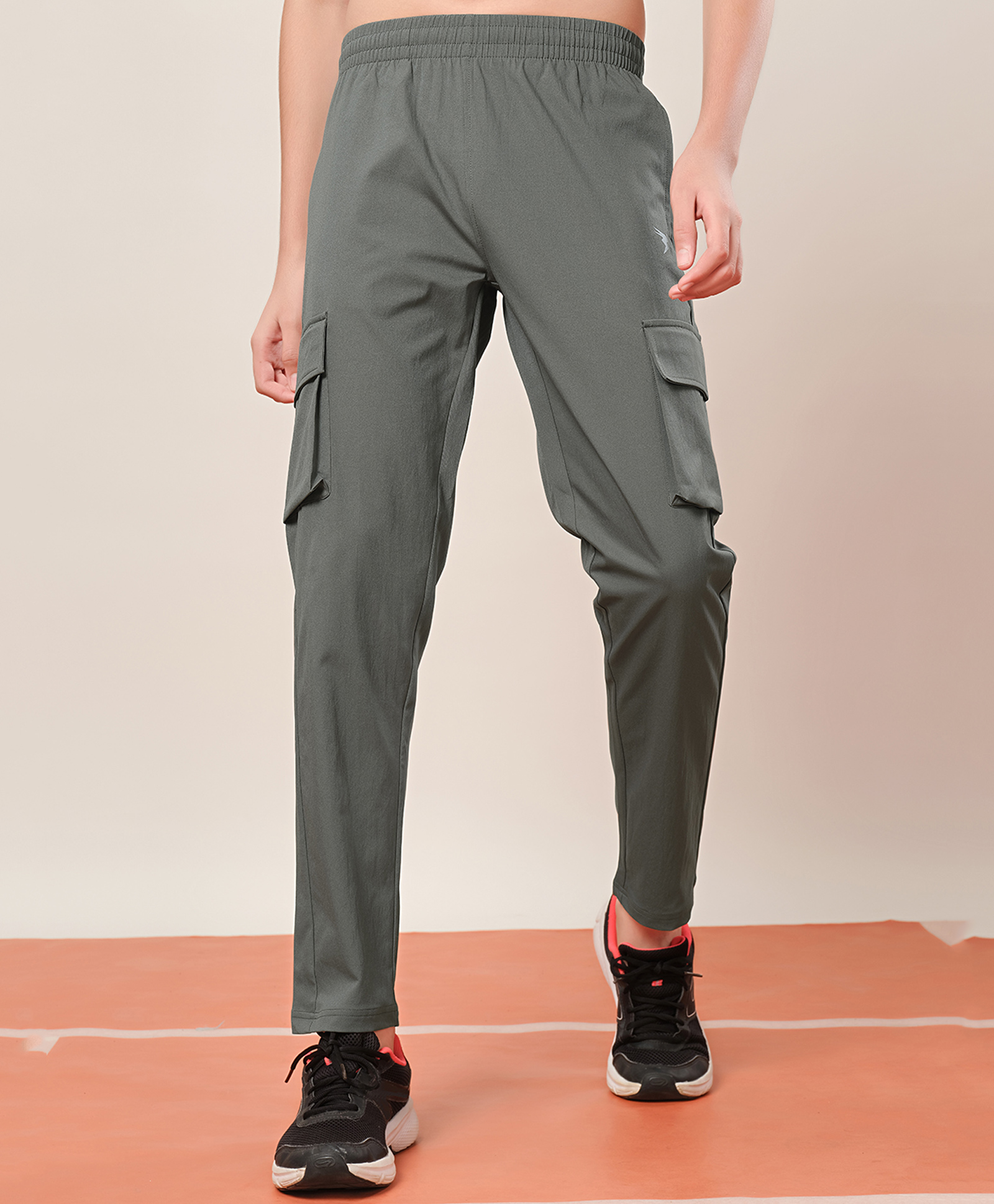 Technosport Knit Breathable & Moisture Wicking Solid Sports Cargo Track Pants - Olive Green-picture-35