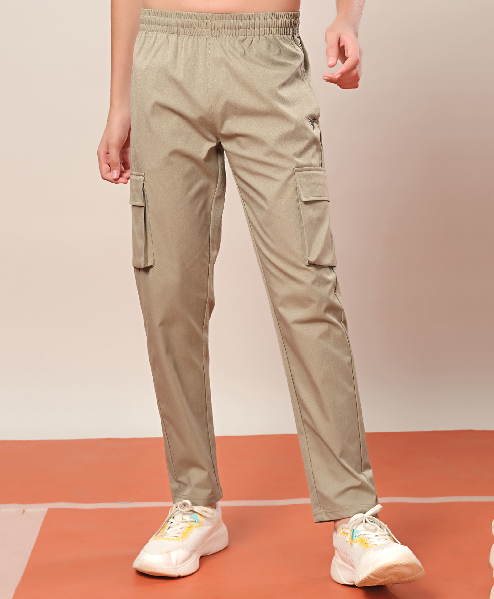 Technosport Knit Breathable & Moisture Wicking Solid Sports Cargo Track Pants - Khaki-picture-34