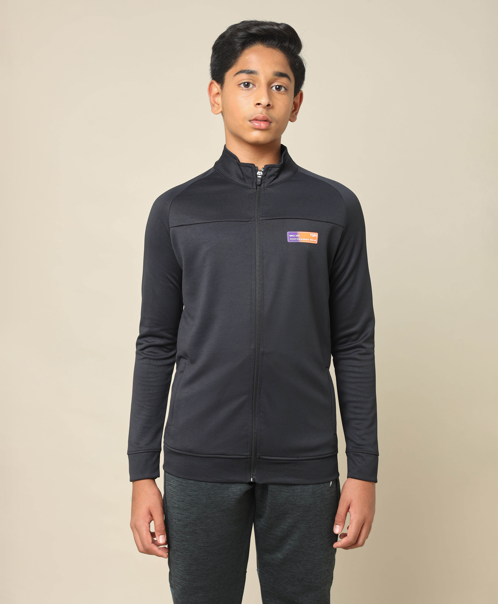 Technosport Knit Full Sleeves Solid Sun Protection & Breathable Windcheater Sports Jacket - Black-image-44