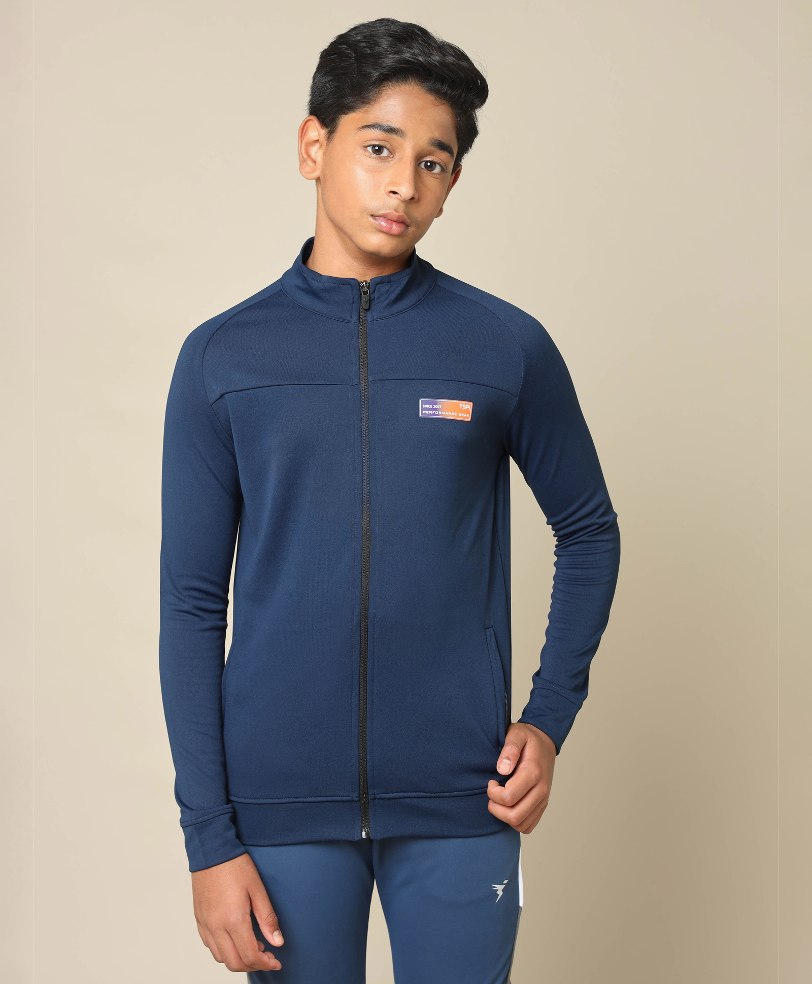 Technosport Knit Full Sleeves Solid Sun Protection & Breathable Windcheater Sports Jacket - Navy Blue-image-9